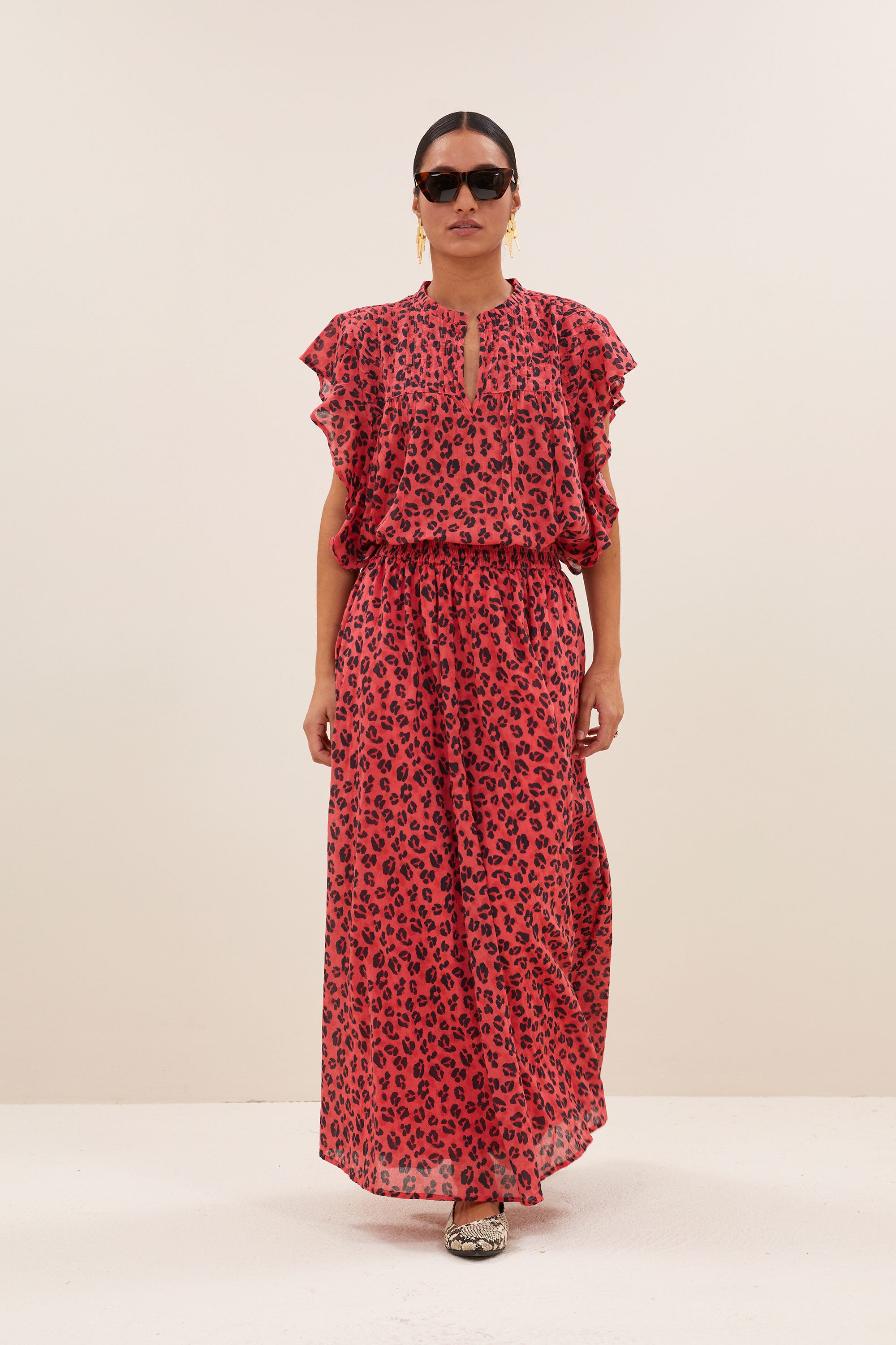 danee red cheetah blouse | red cheetah print