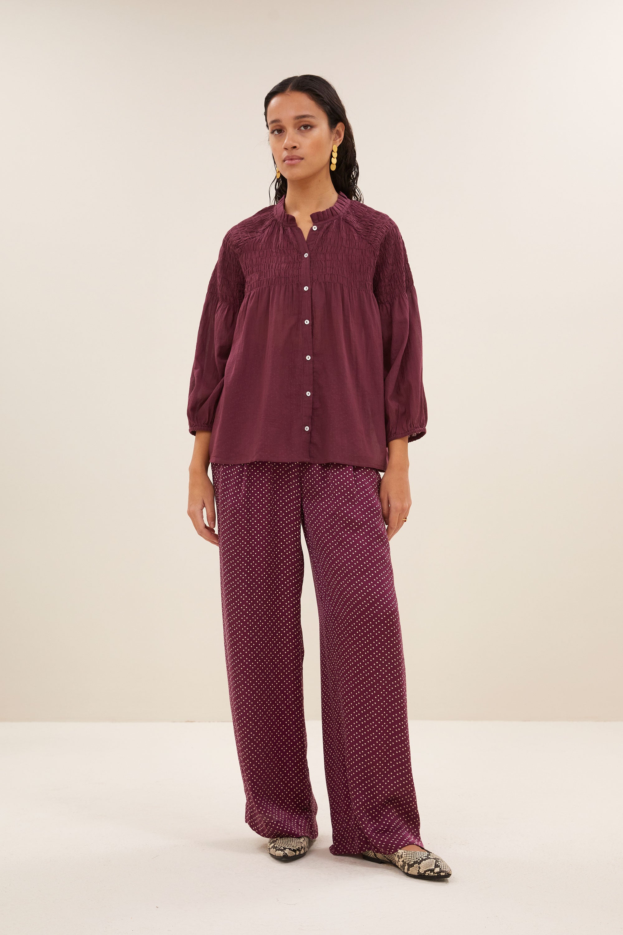 blouse - lilly blouse - pecan - by-bar