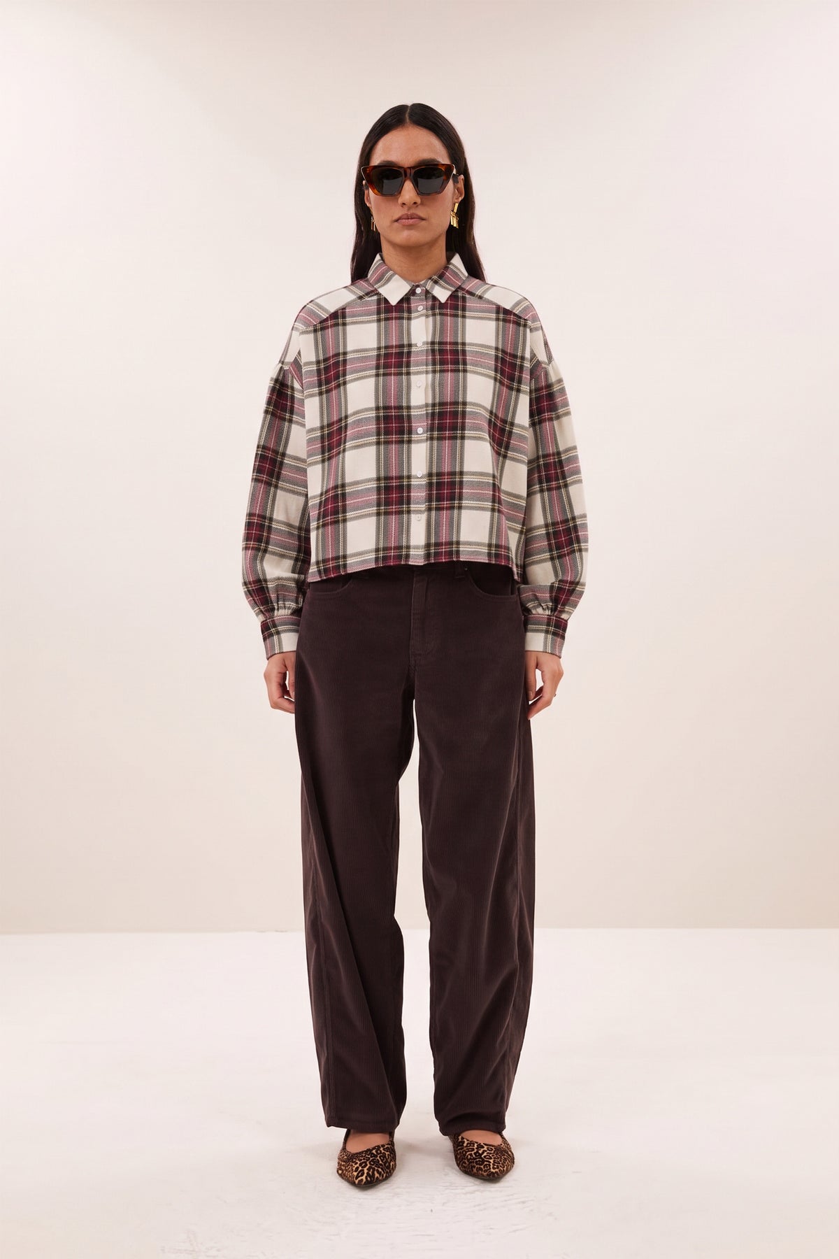 sarah short check blouse | tartan check