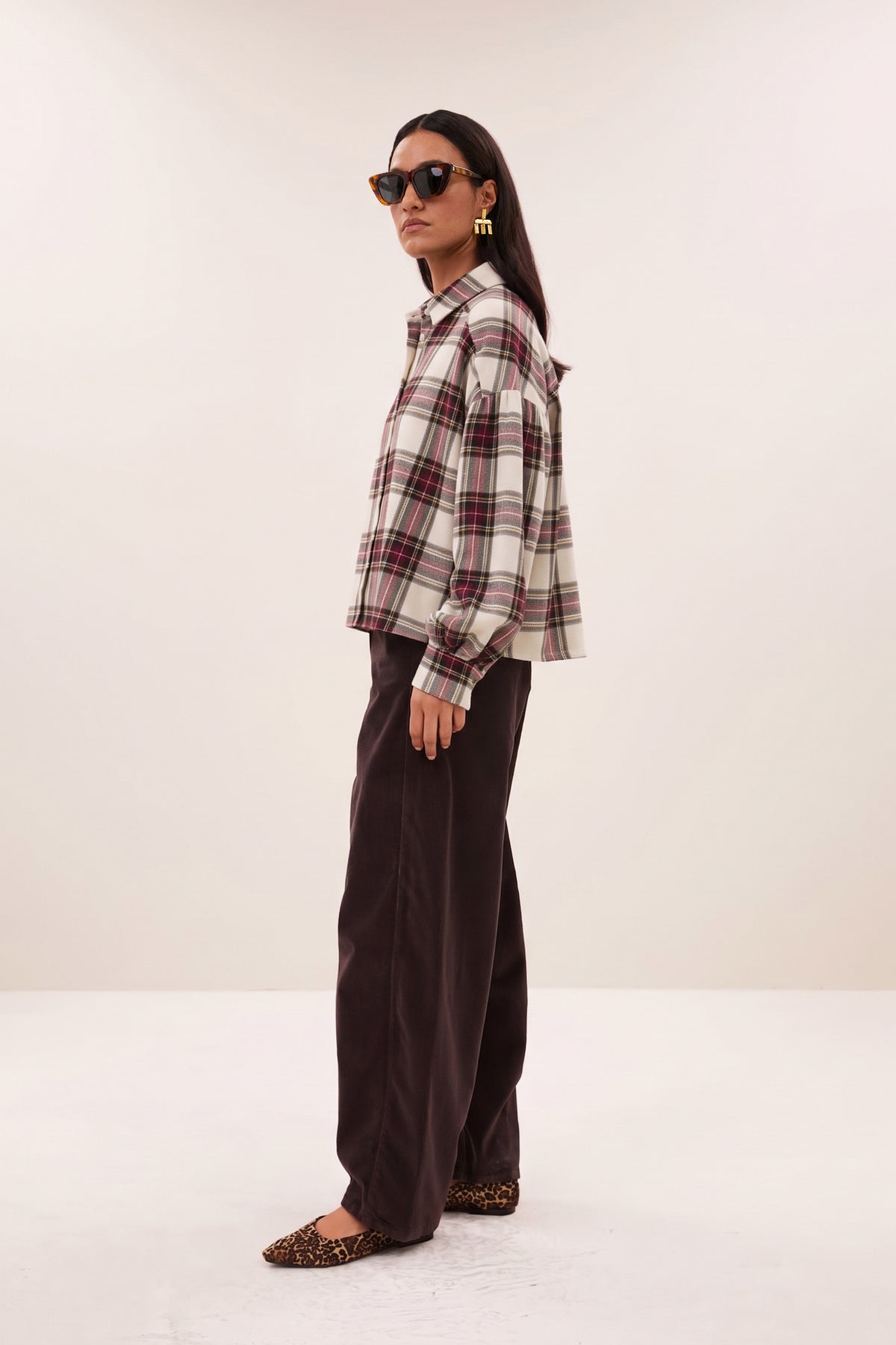 sarah short check blouse | tartan check