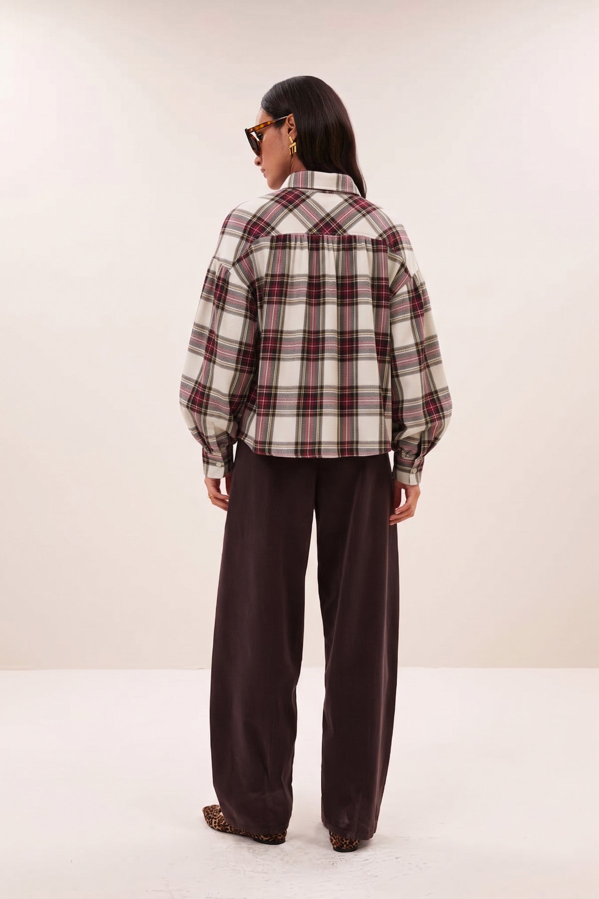 sarah short check blouse | tartan check