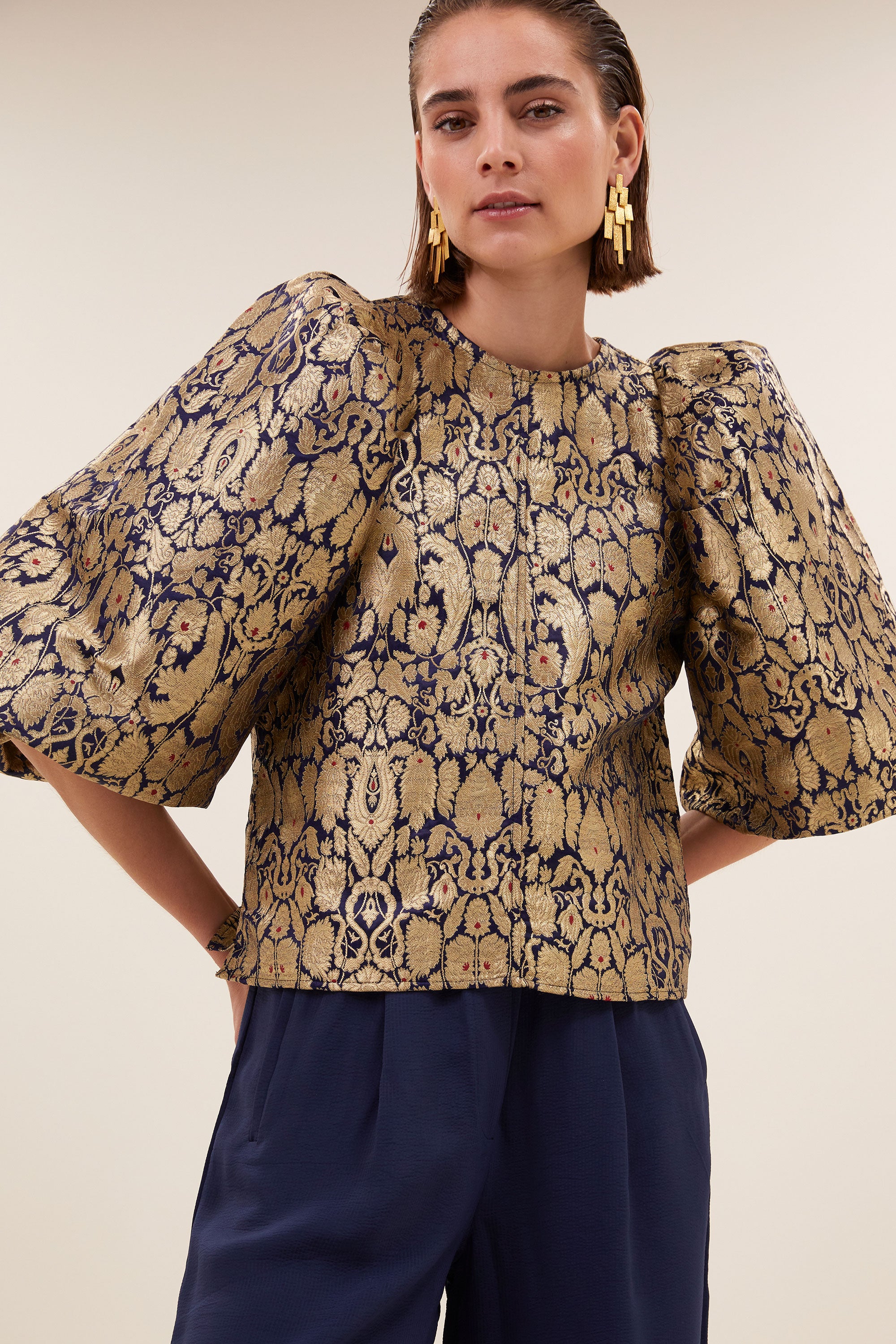 zasu festive blouse | gold