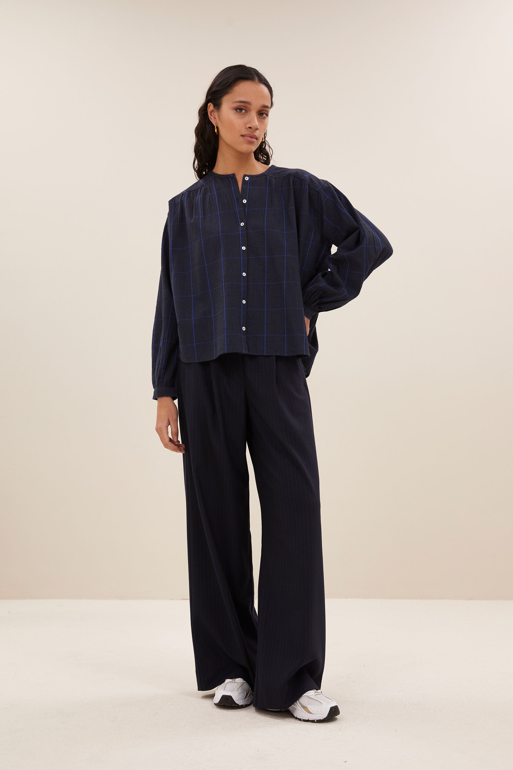 saar check blouse | blue checks