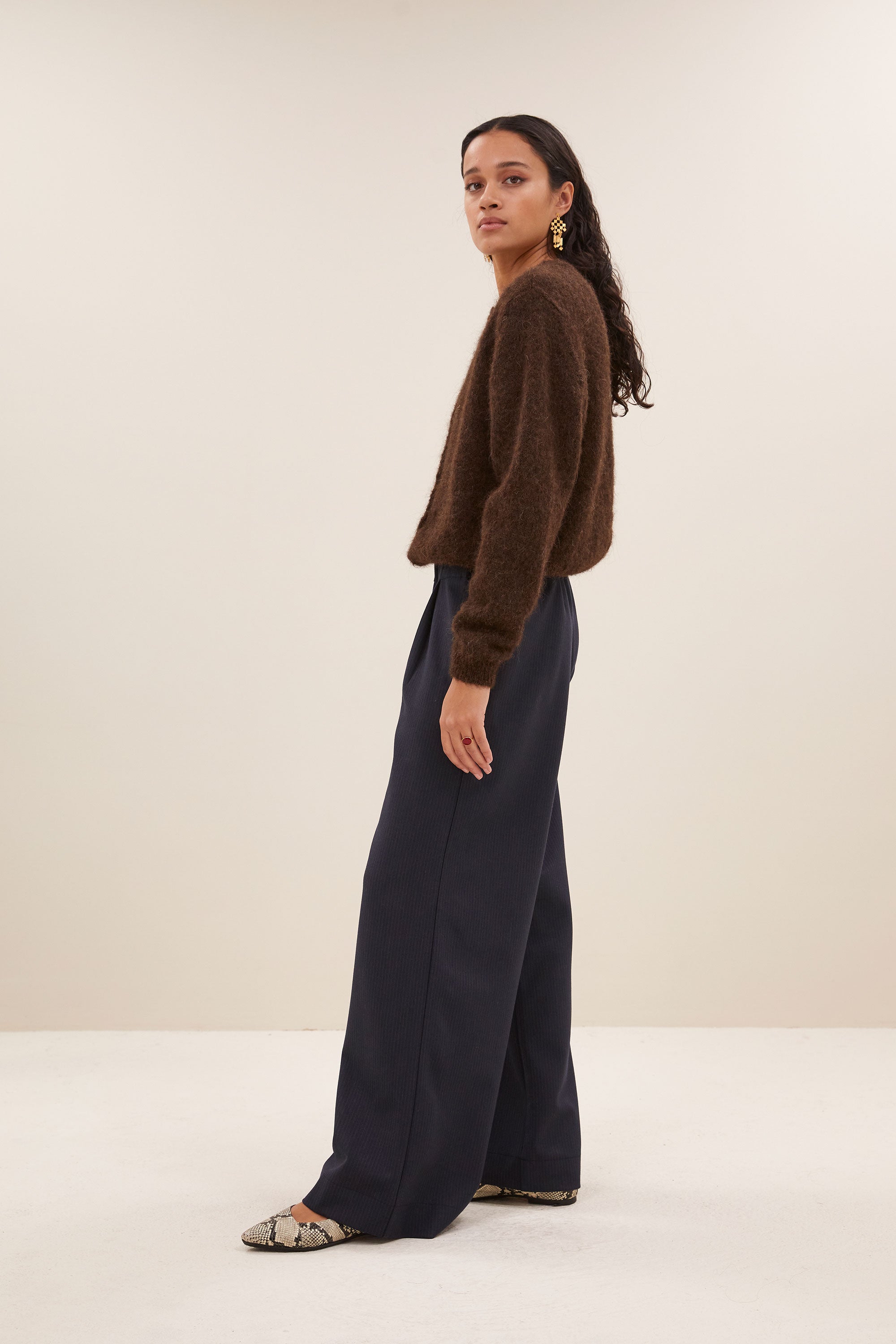 cleo natural cardigan | deep brown