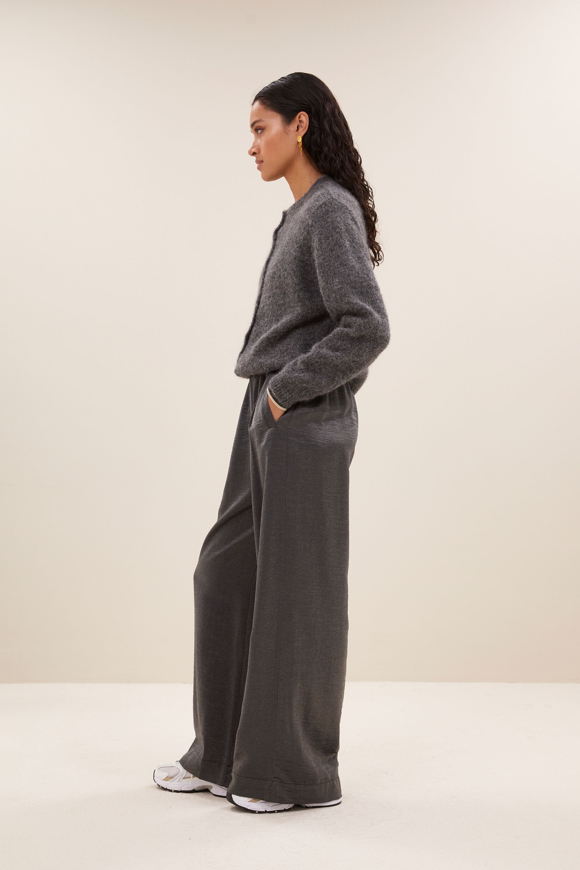 cleo natural cardigan | dark grey melee