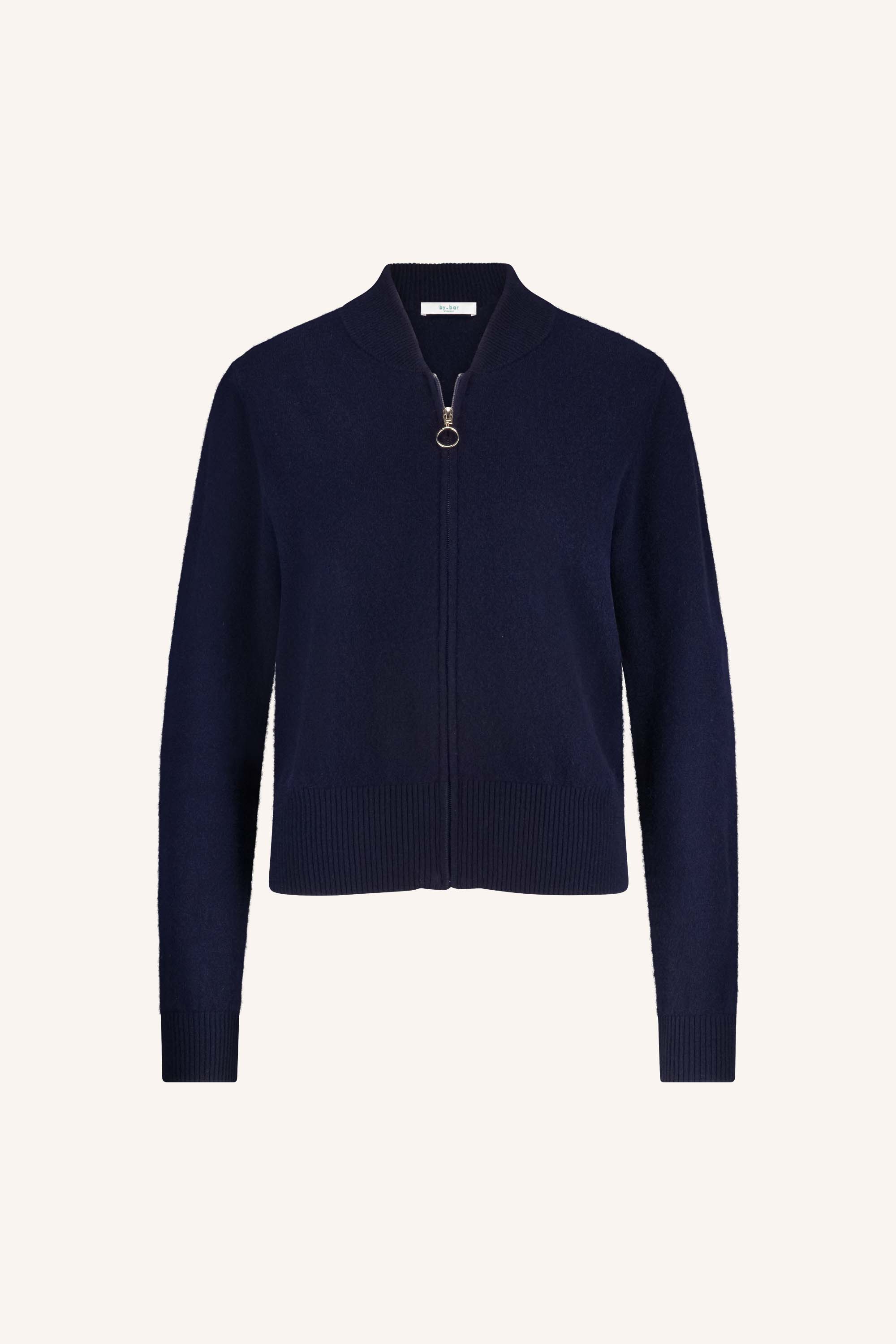 zipp cardigan - midnight, casual fit, must-have essential, ritssluiting - by-bar - achteraanzicht