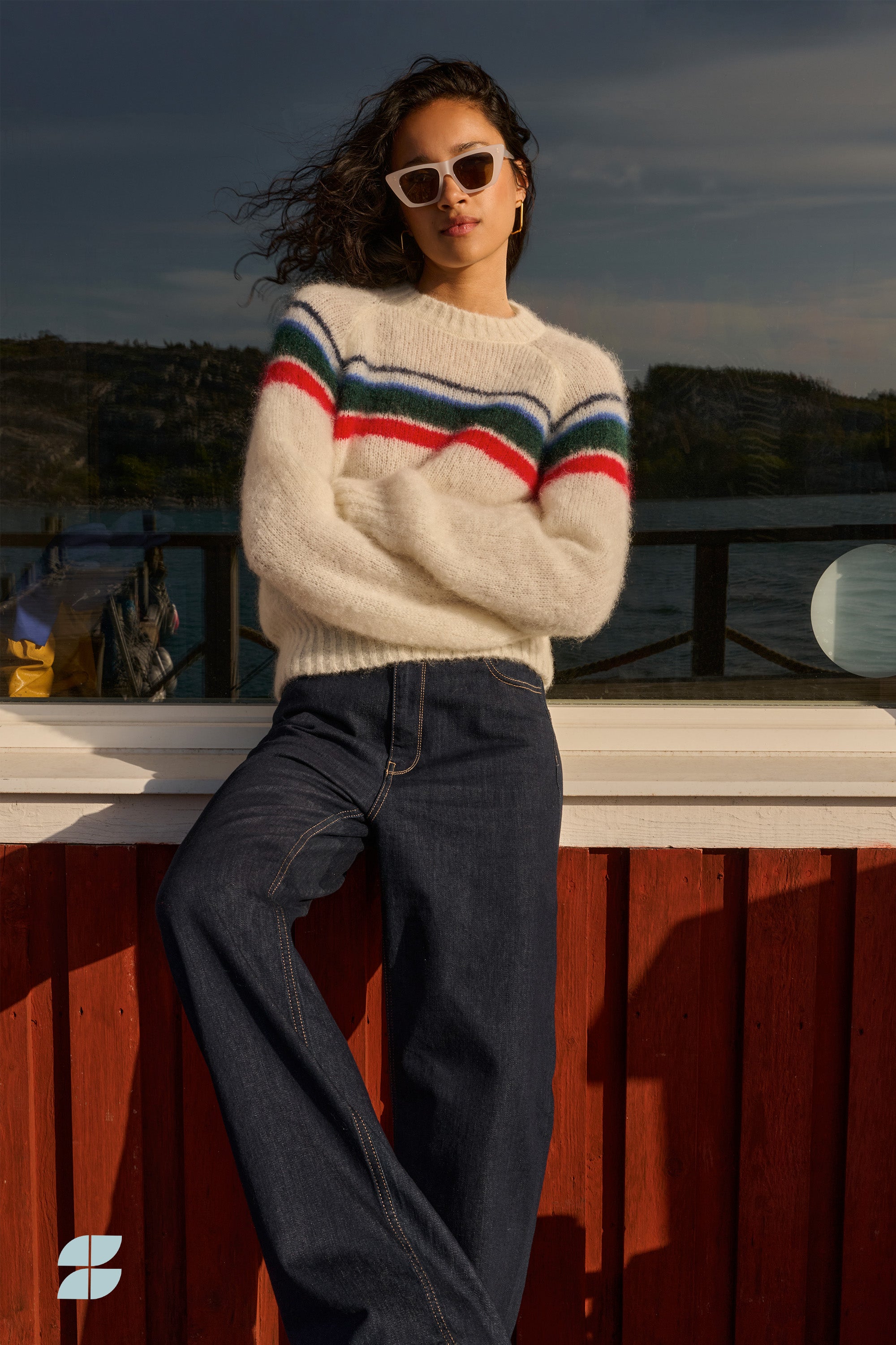 liam stripe pullover - off white, casual fit, must-have essential, ribgebreide randen - by-bar - sfeerbeeld