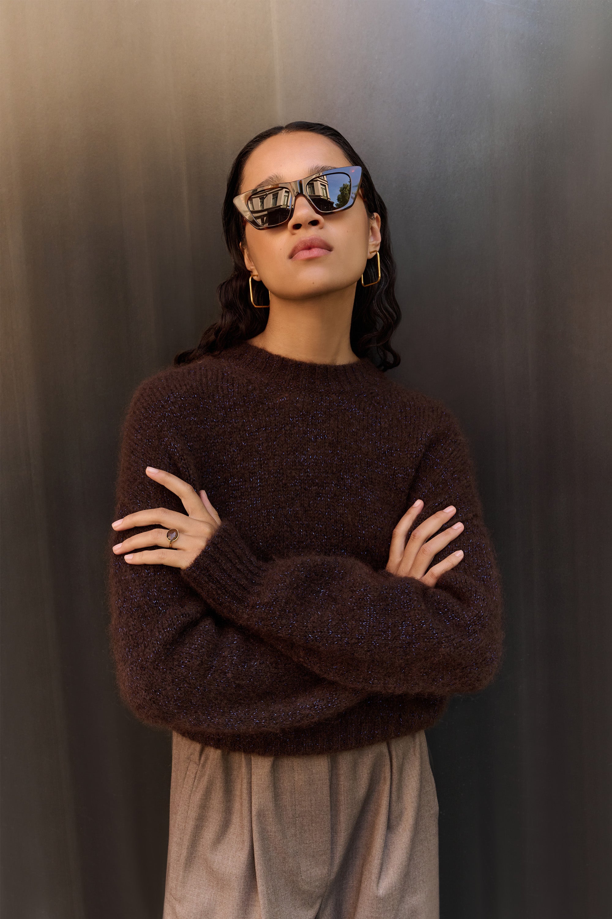 sonny sparkle pullover | dark brown