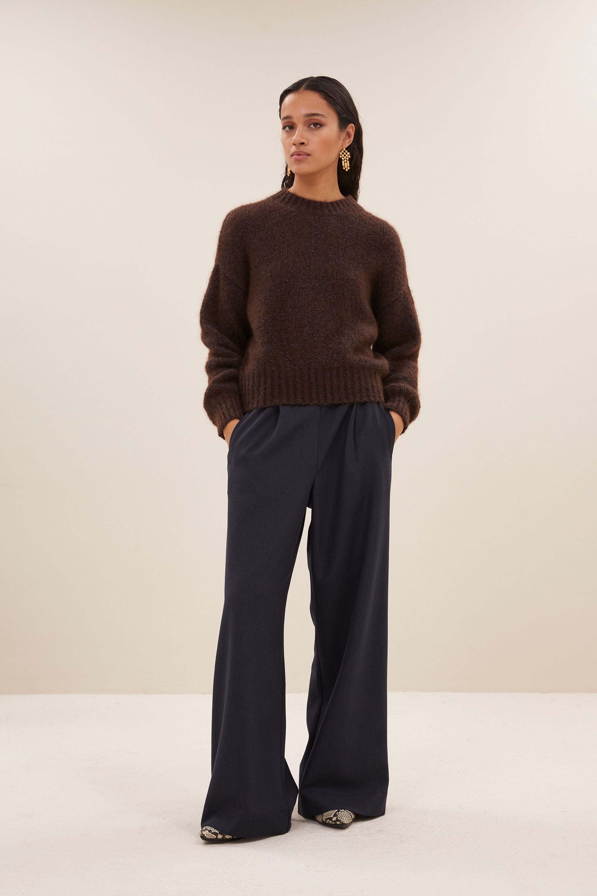 sonny sparkle pullover | dark brown