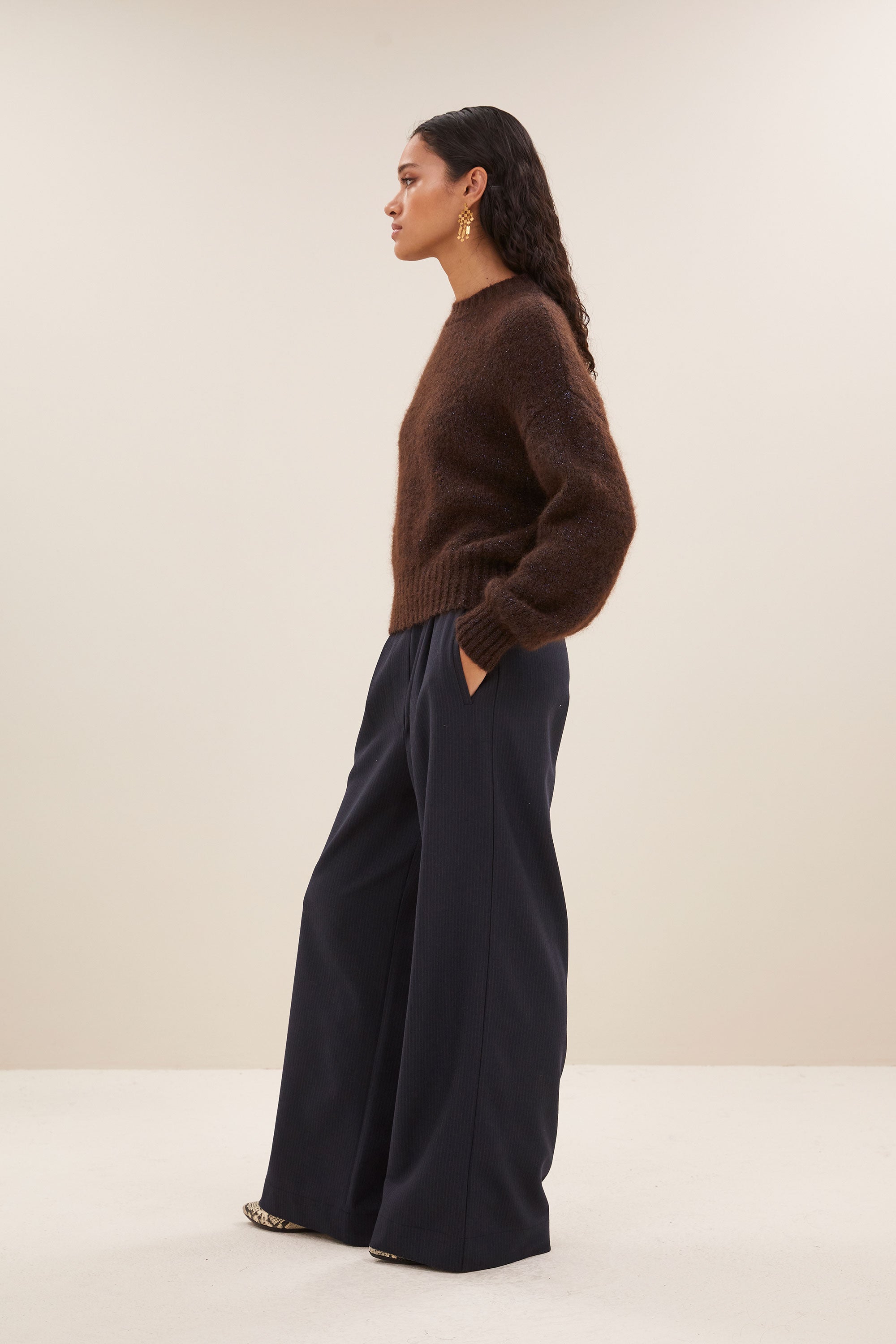 sonny sparkle pullover | dark brown