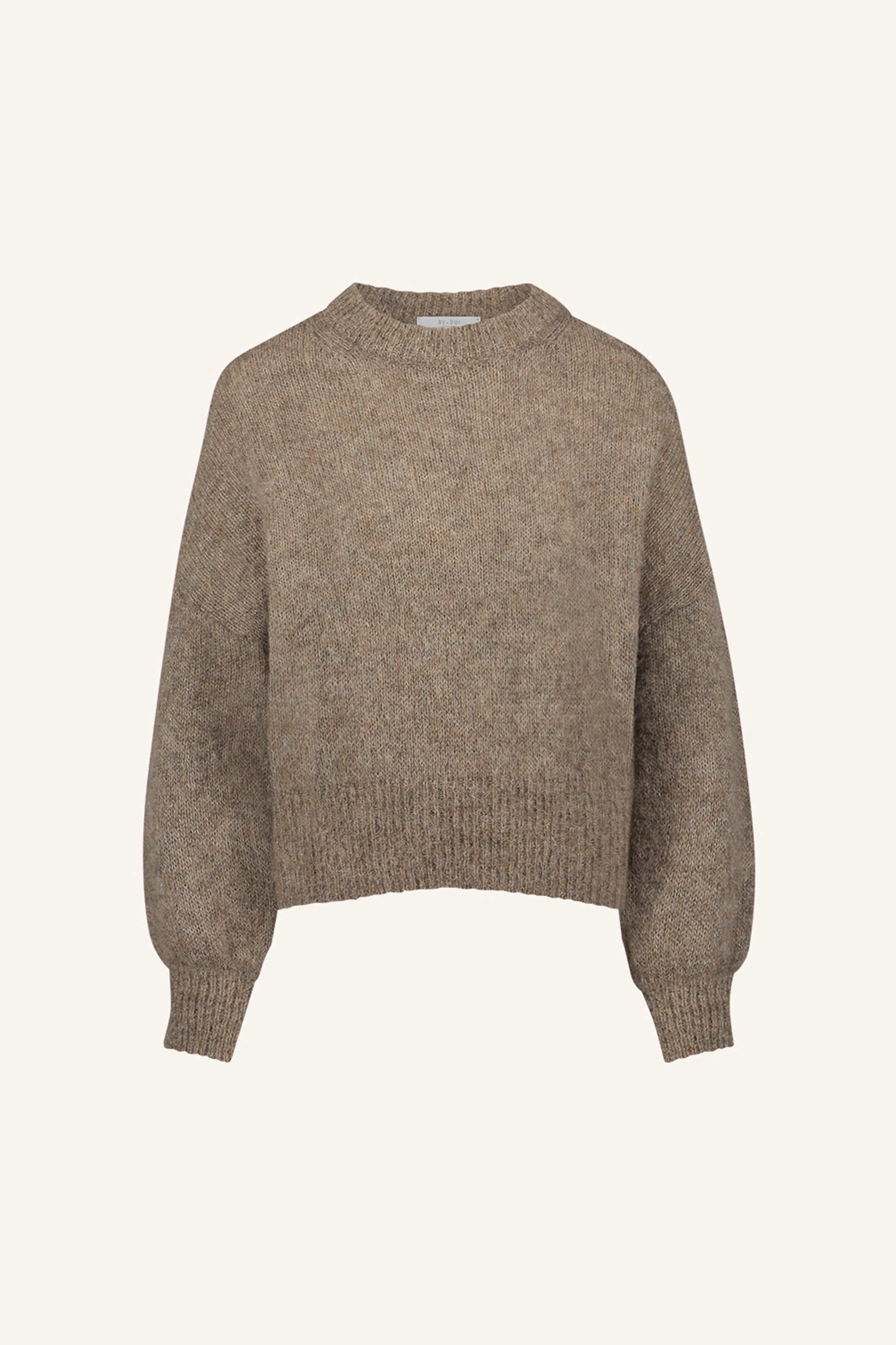 sonny natural pullover - biscuit, alpacamix kwaliteit, must-have essential, ribgebreide randen - by-bar - detailfoto