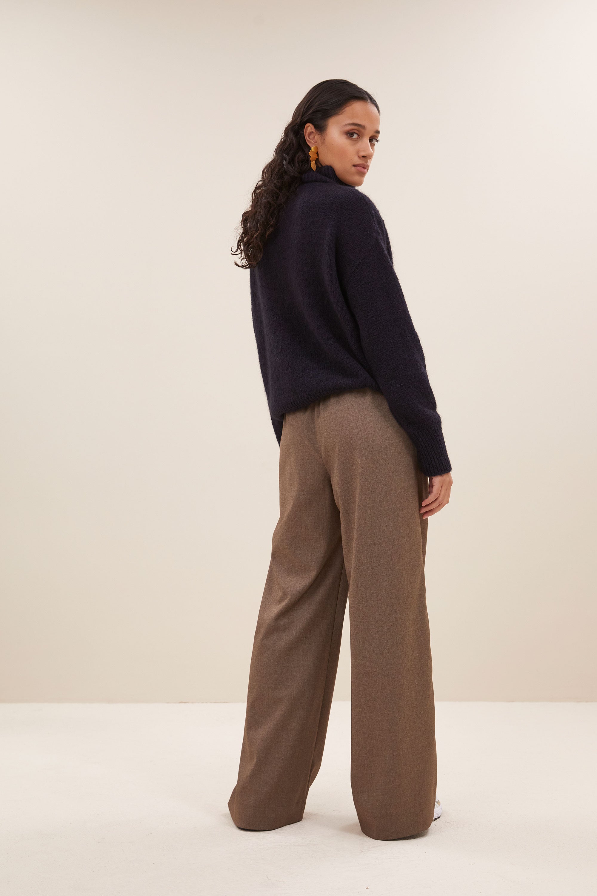 beau pullover - midnight, casual fit, ribgebreide randen, wolblend - by-bar - vooraanzicht