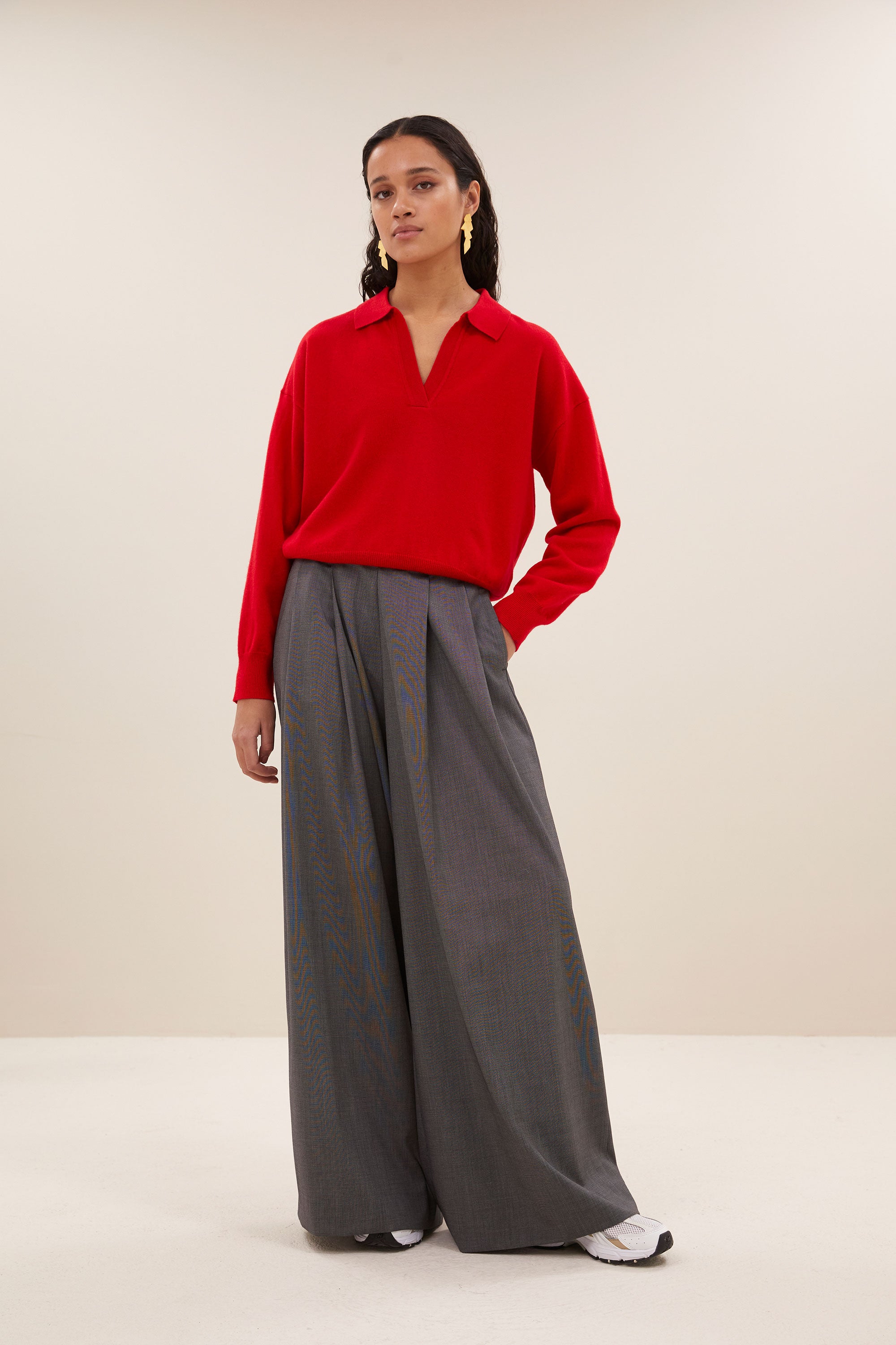 dex pullover - lipstick, casual fit, verlaagde schoudernaden, ribgebreide randen - by-bar - aanvullende foto