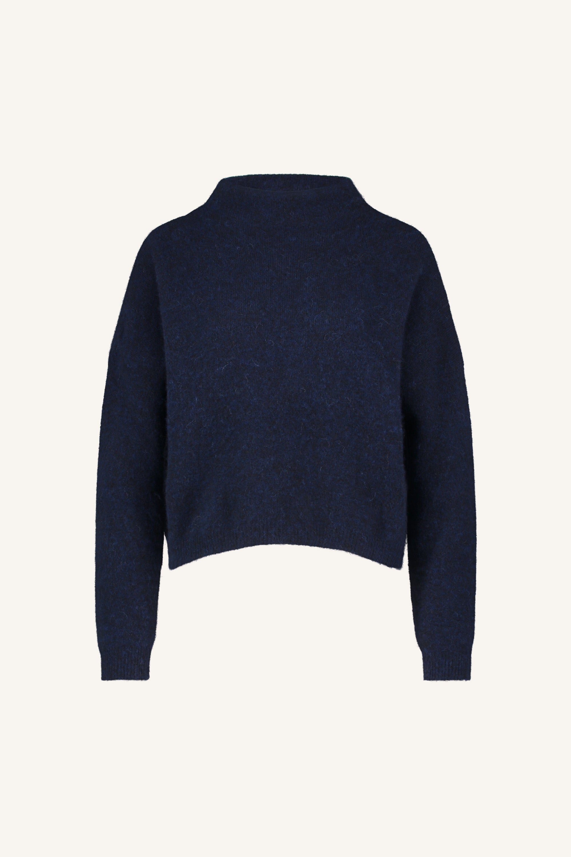 vinn pullover - midnight, verlaagde schoudernaden, opstaande kraag, wolblend - by-bar - achteraanzicht
