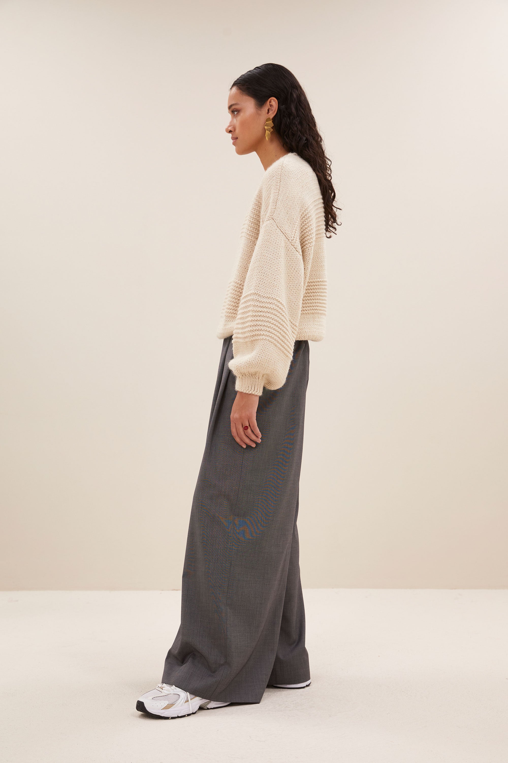 bulky stripe pullover | sand