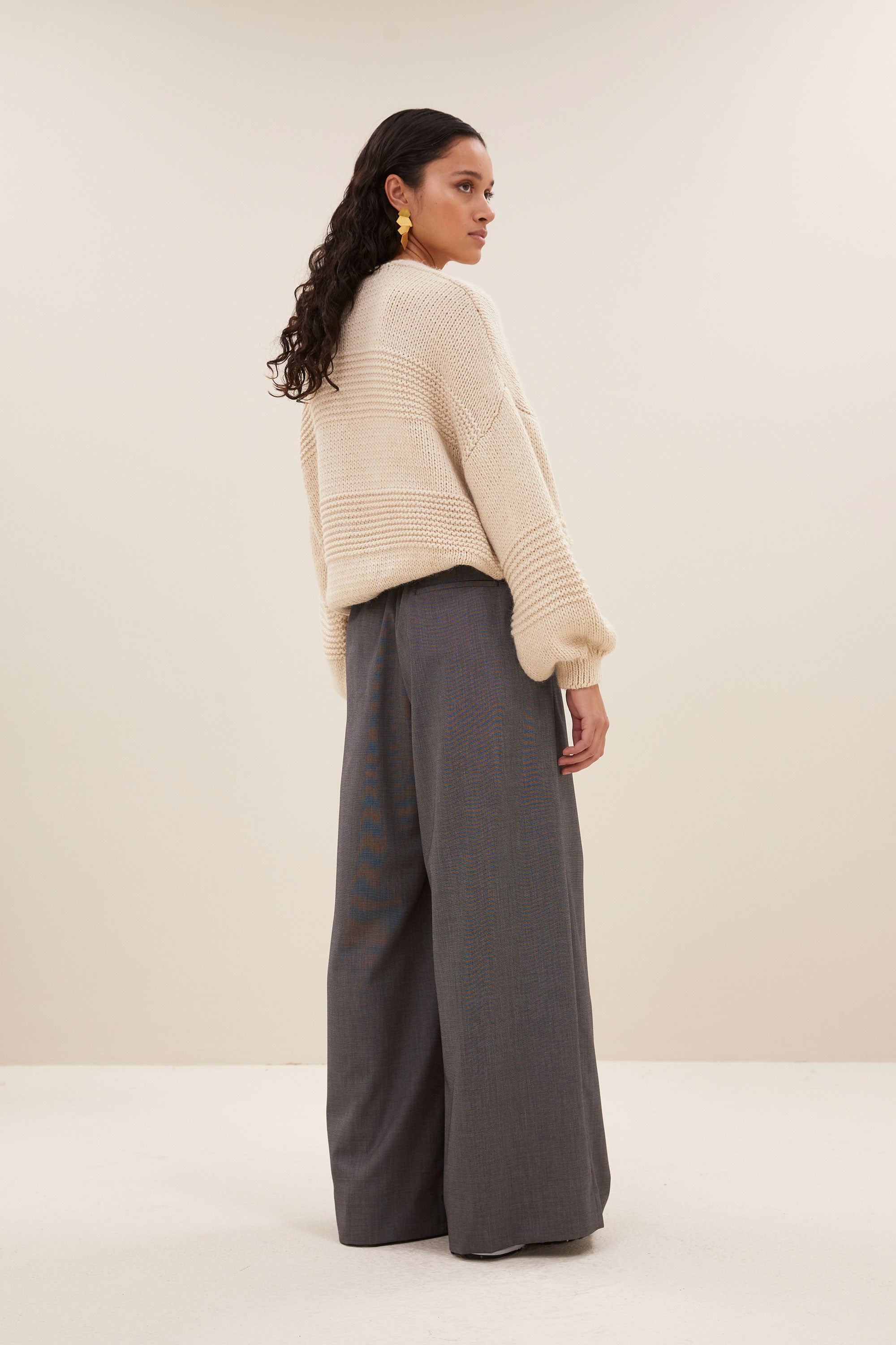 bulky stripe pullover | sand