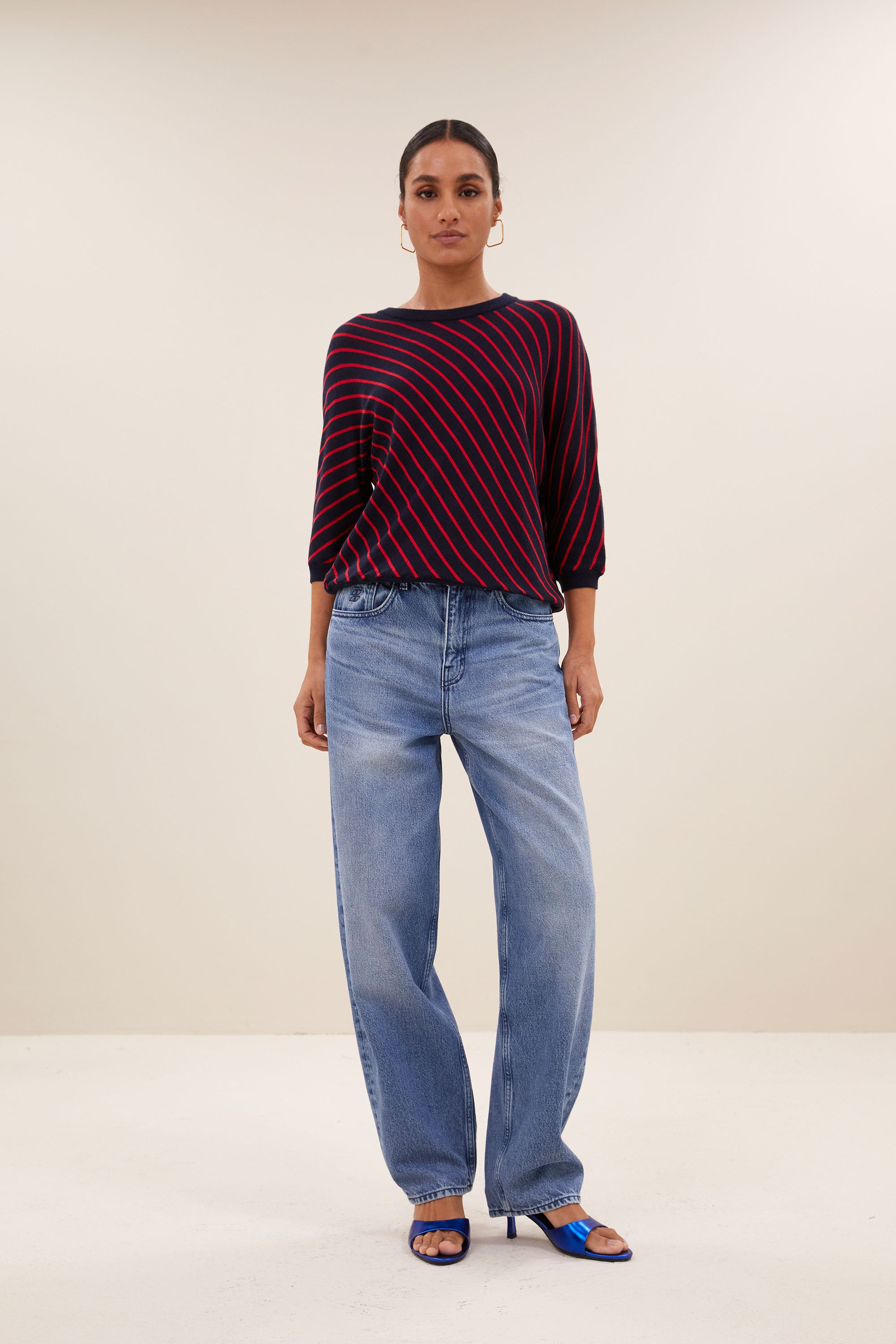 trui – pippa stripe pullover - french stripe – by-bar