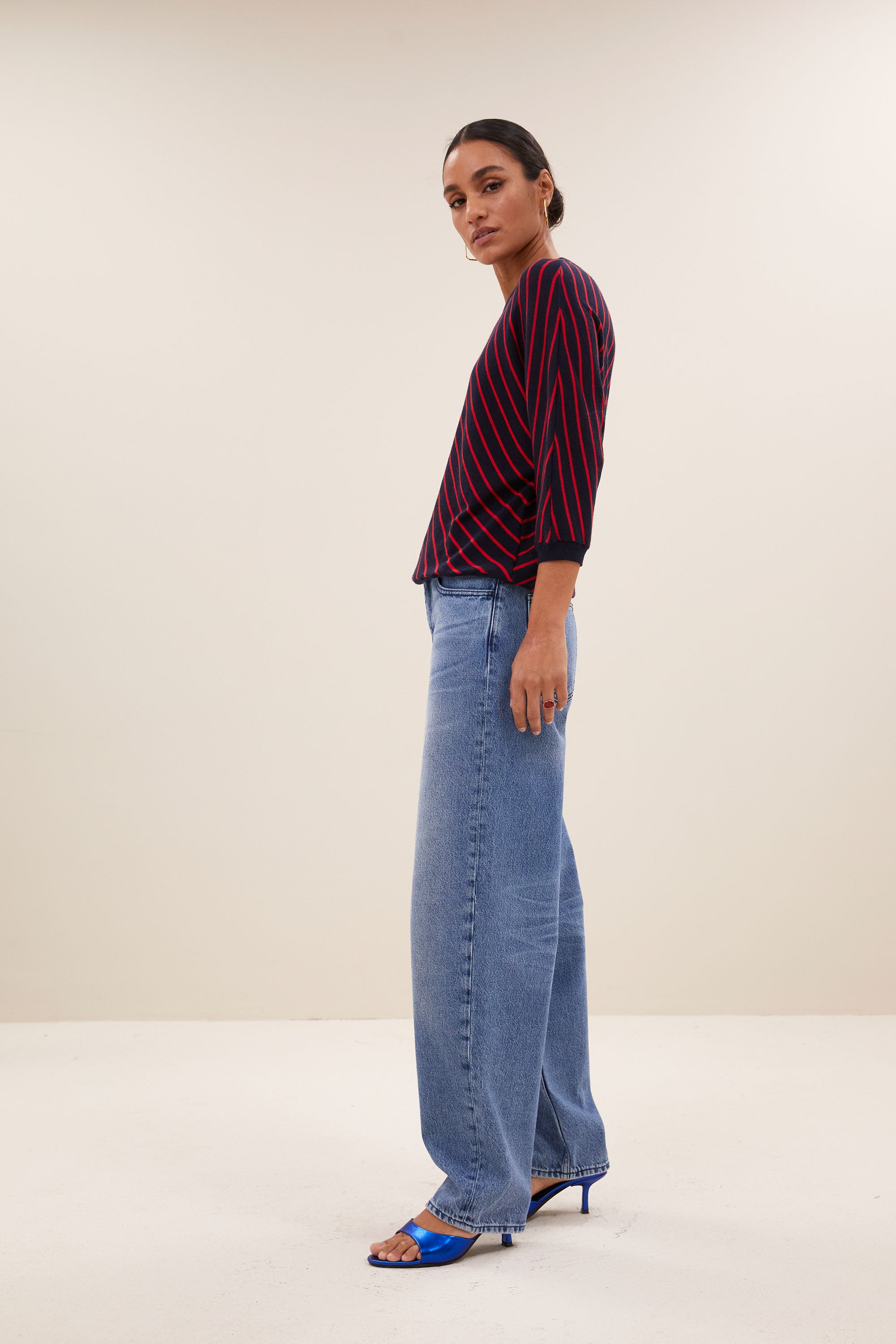 trui – pippa stripe pullover - french stripe – by-bar