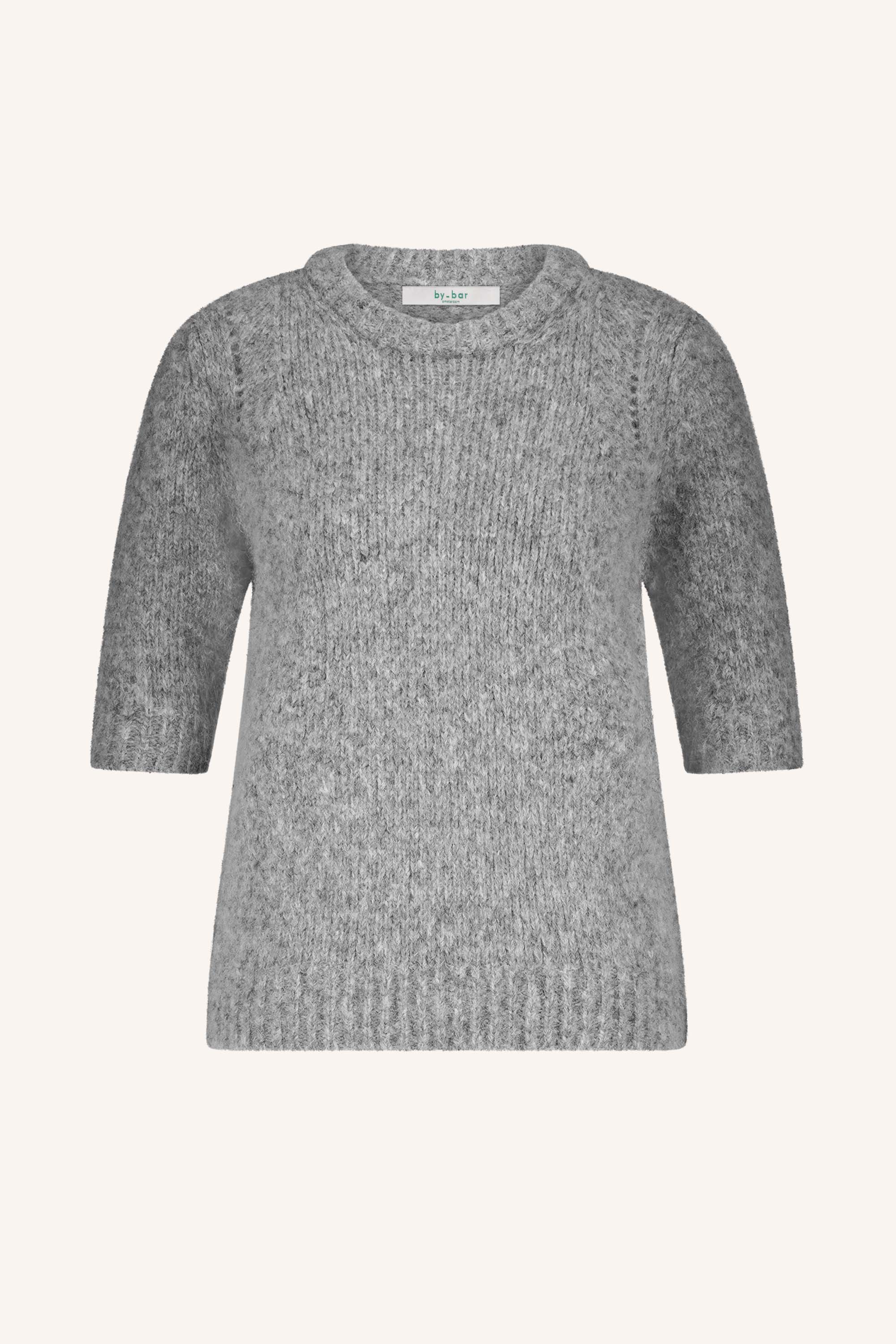 lova bulky pullover - grey melee, all-time classic, aansluitende fit, wolblend - by-bar - detailfoto