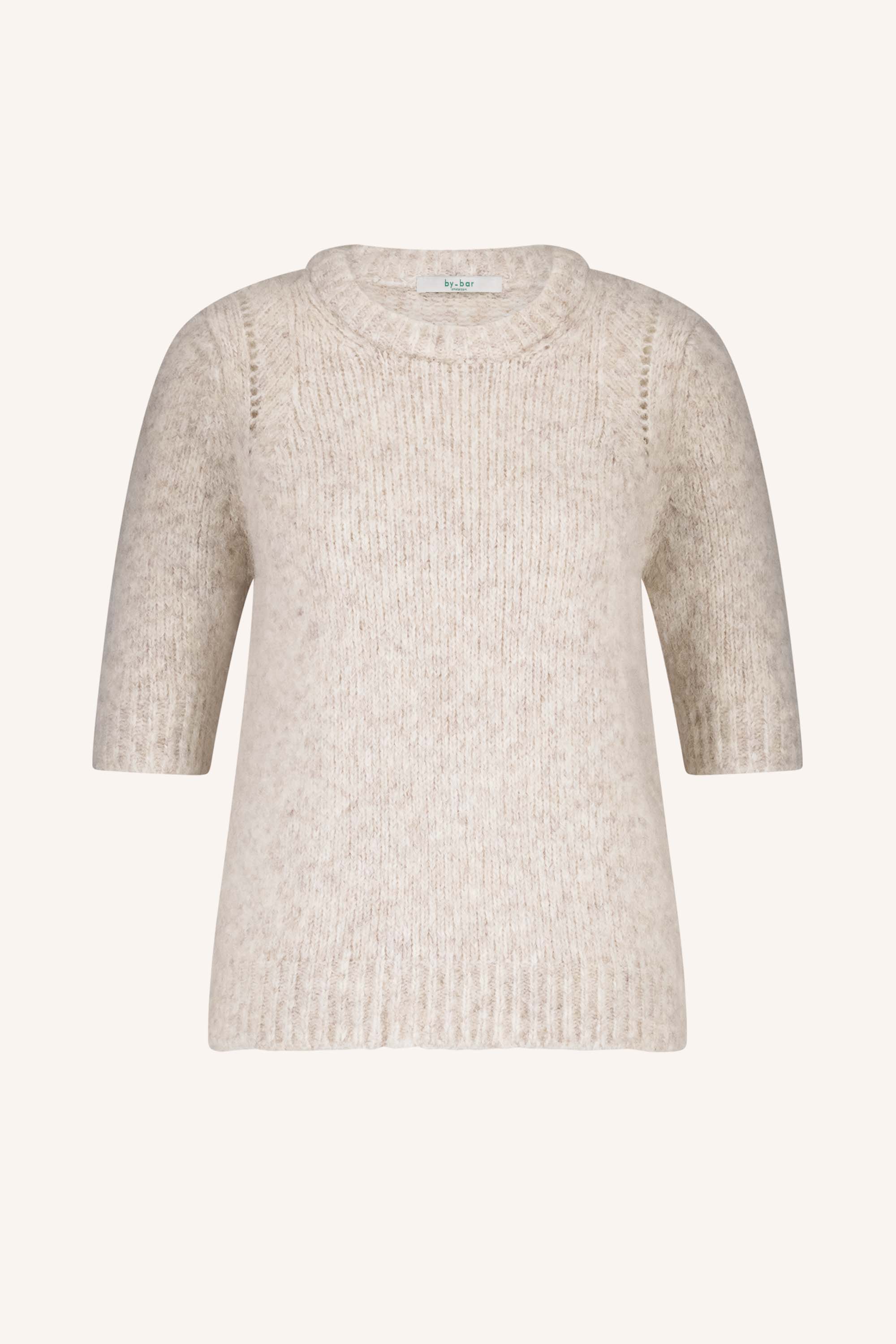 lova bulky pullover - stone melee, all-time classic, aansluitende fit, wolblend - by-bar - detailfoto