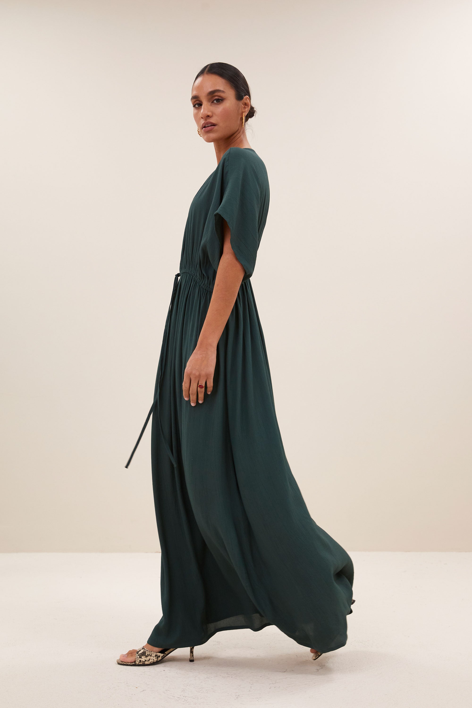 long twill dress | dried basil