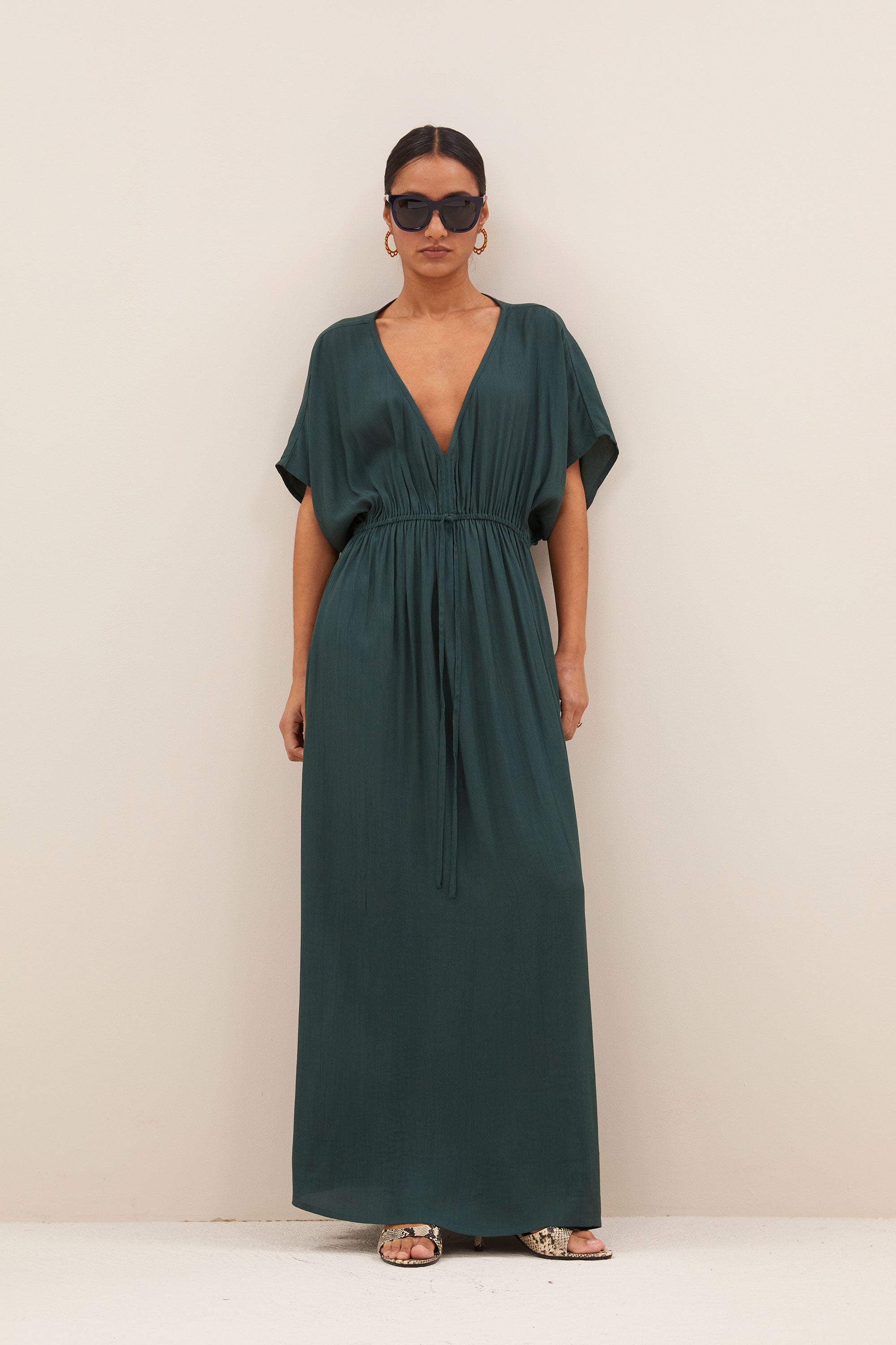 long twill dress | dried basil