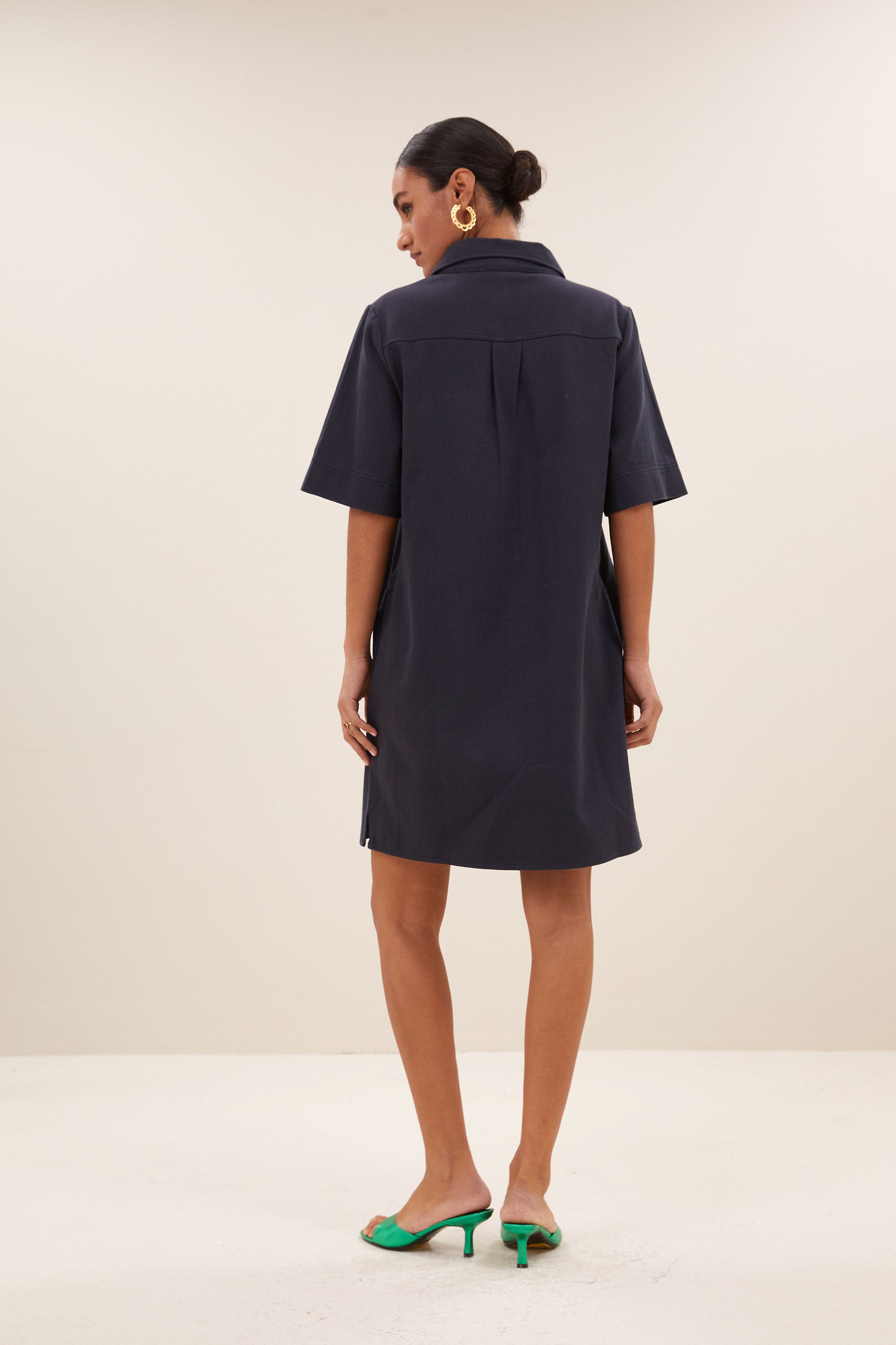 jurk – philipe twill dress - graphite – by-bar