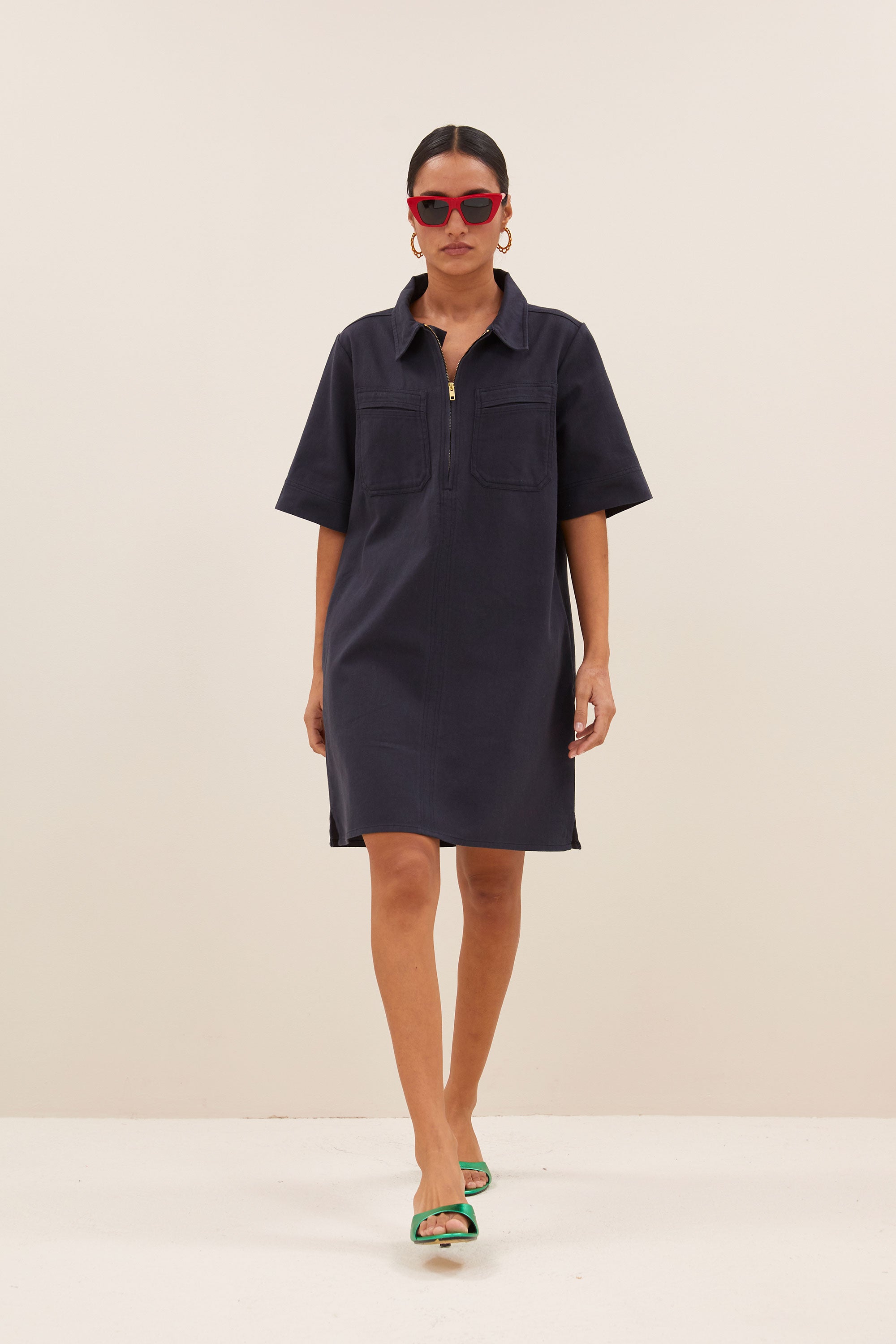 jurk – philipe twill dress - graphite – by-bar