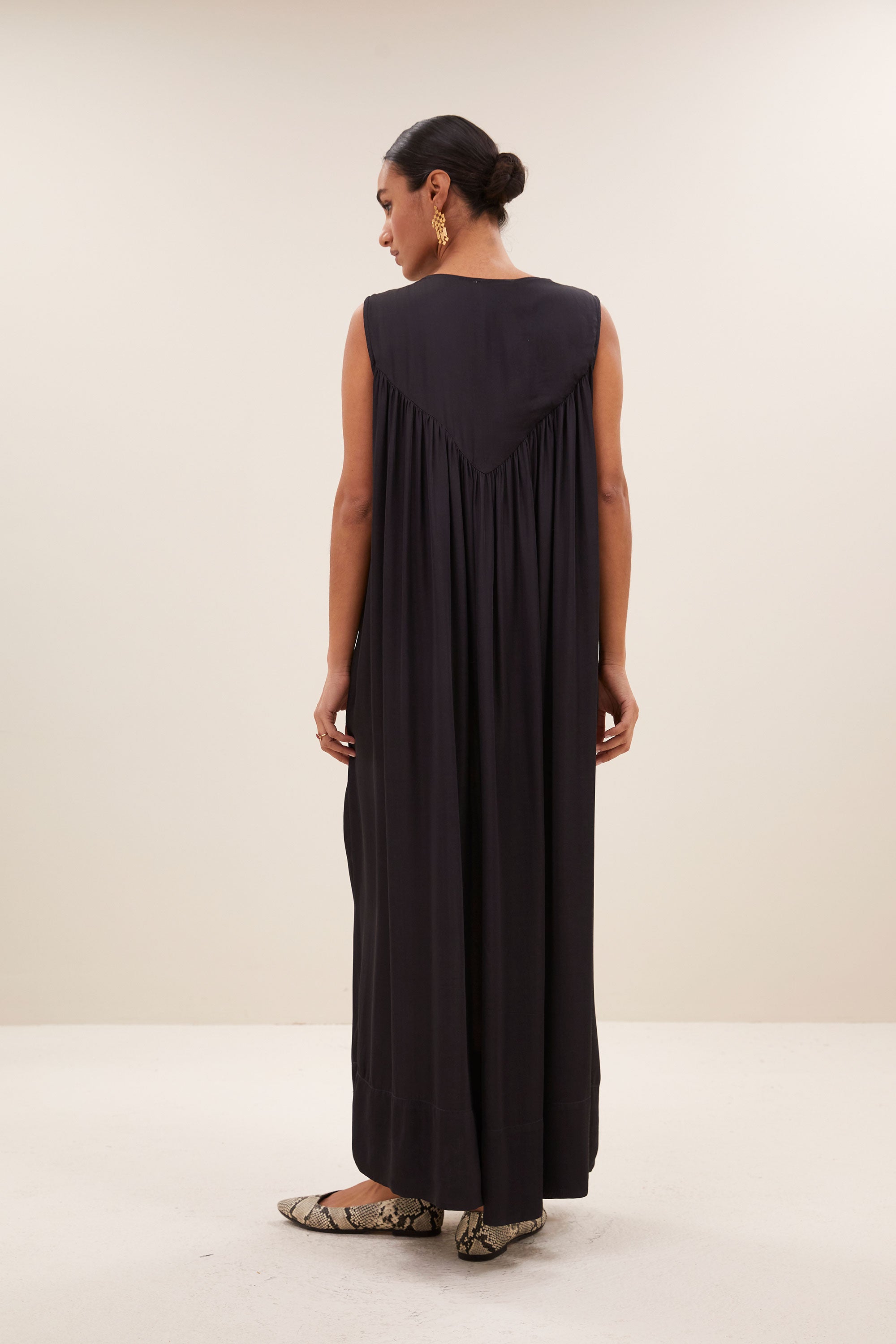 ulla satin dress | jet black