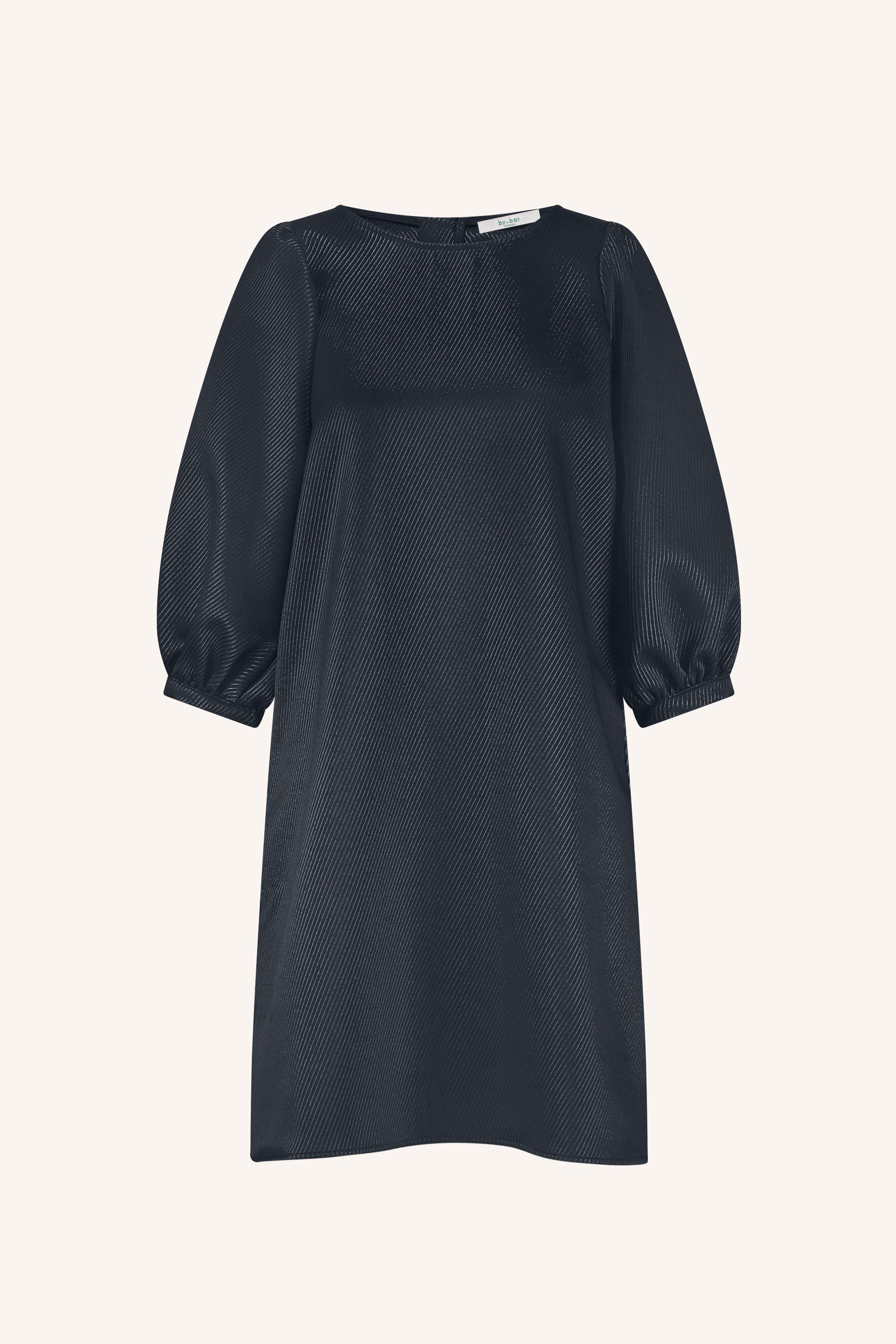 gigi gloss dress - midnight, volumnieuze mouwen, elastieken band, ritssluiting - by-bar - extra