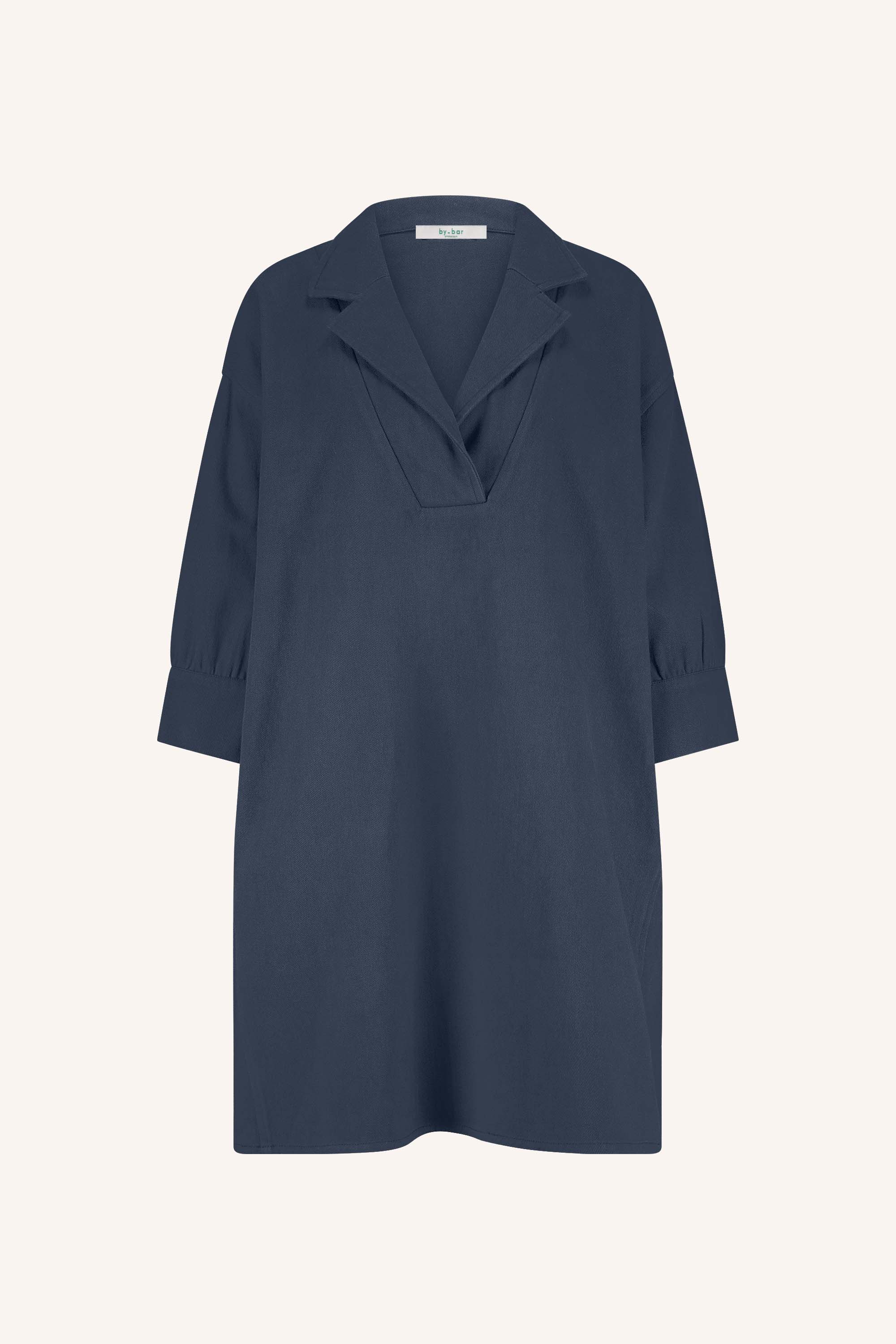 pino twill dress - graphite, a-lijn fit, verborgen steekzakken, midi lengte - by-bar - productfoto