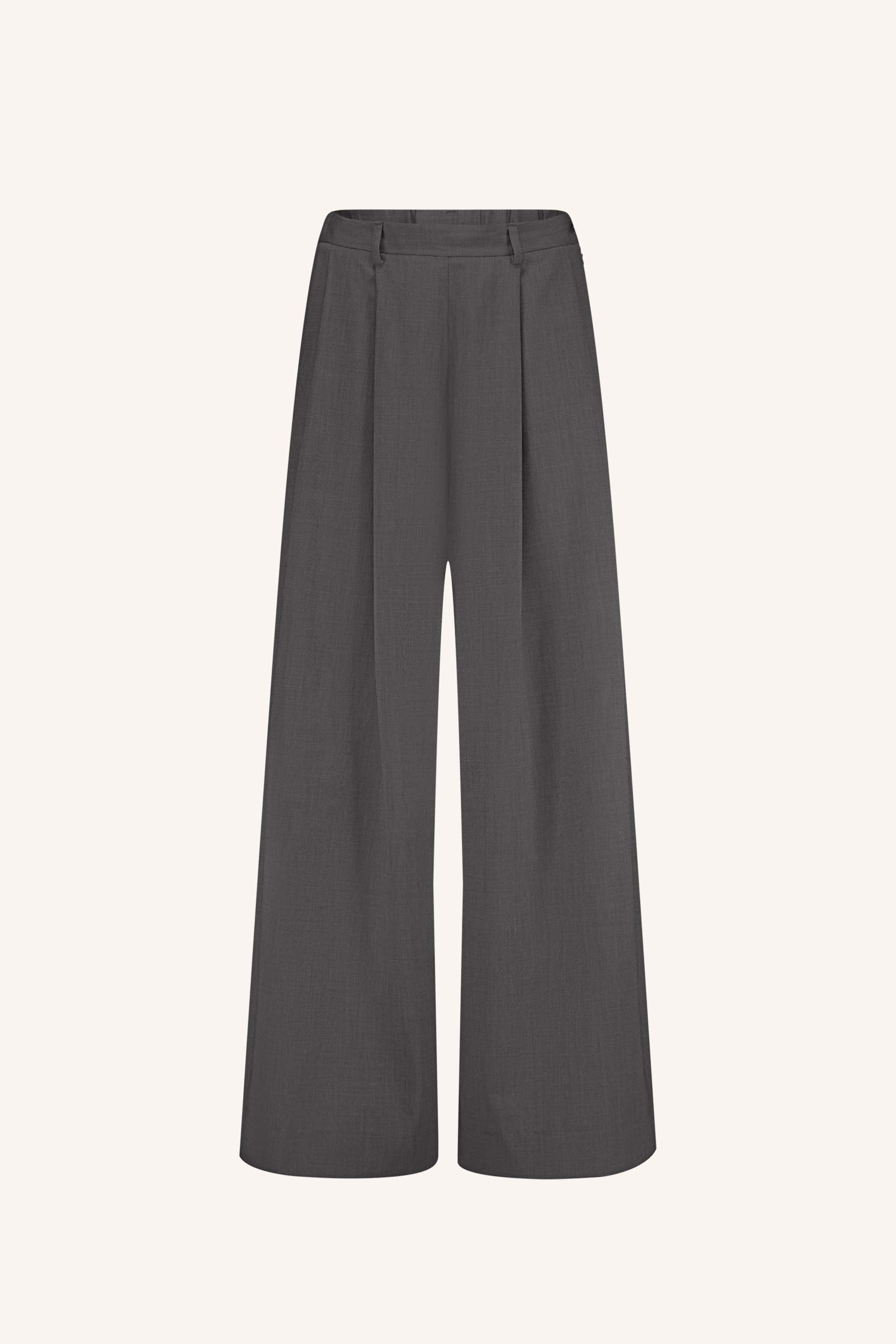 sef pants - dark grey, elastieken band, losvallende pasvorm, rits- en knoopsluiting - by-bar - detailfoto