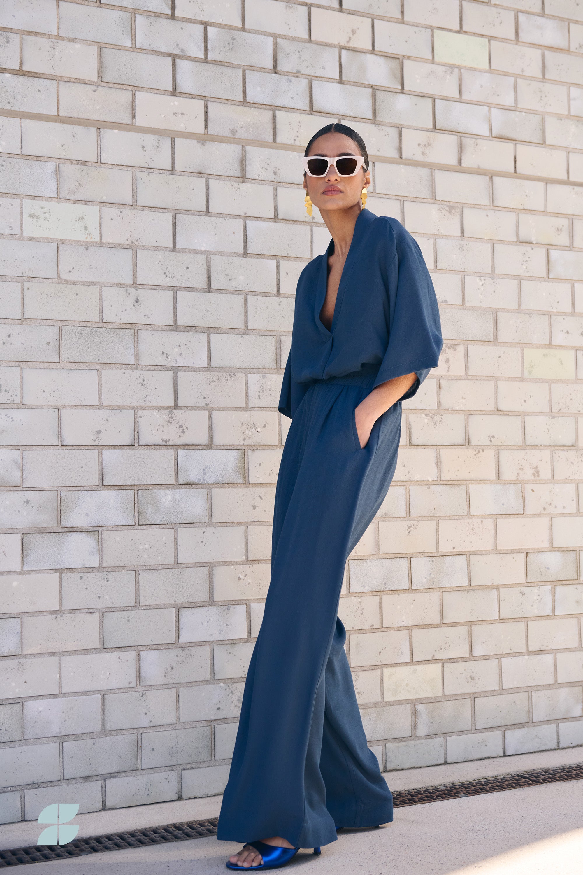 benji viscose pants | winter blue