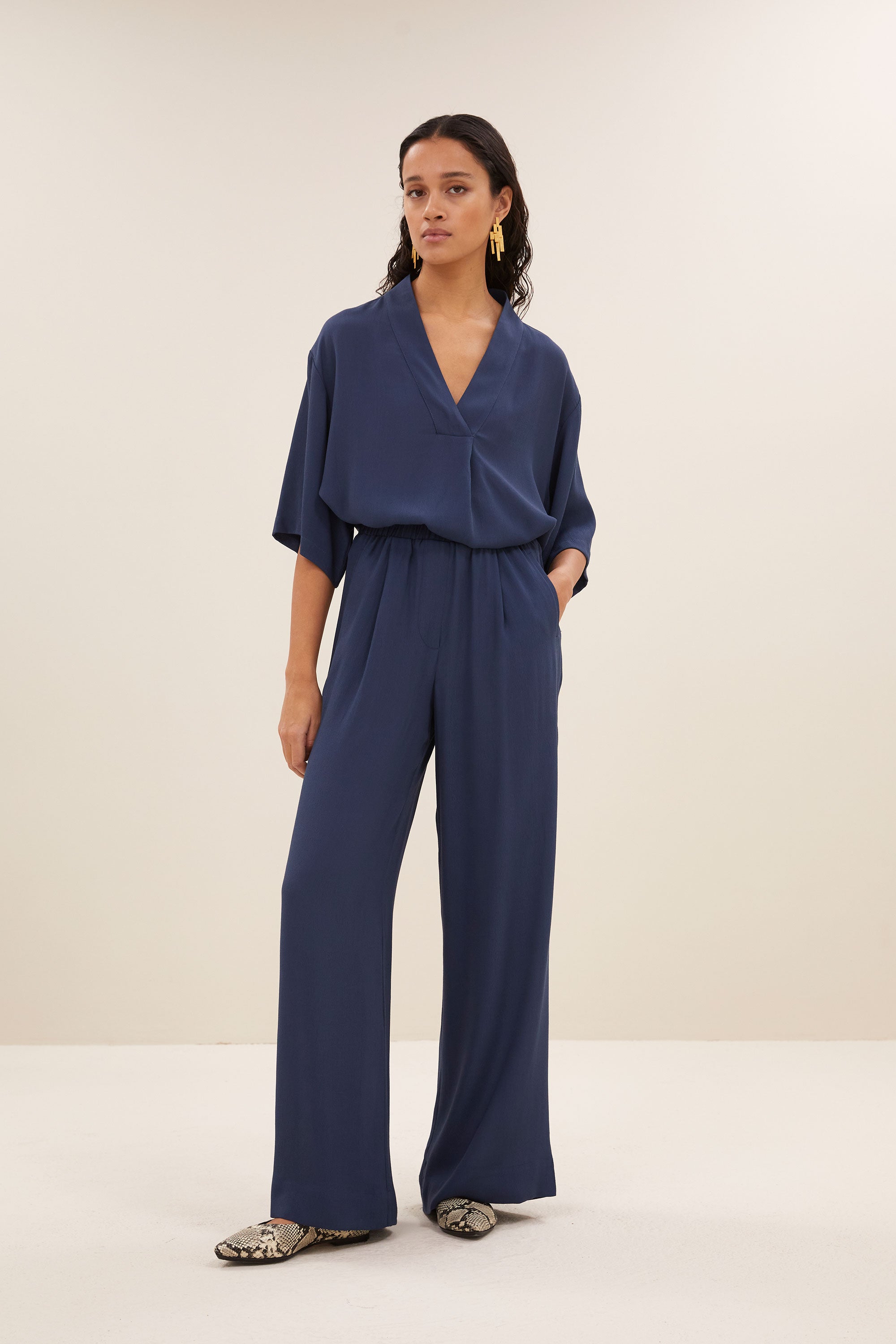 benji viscose pants | winter blue