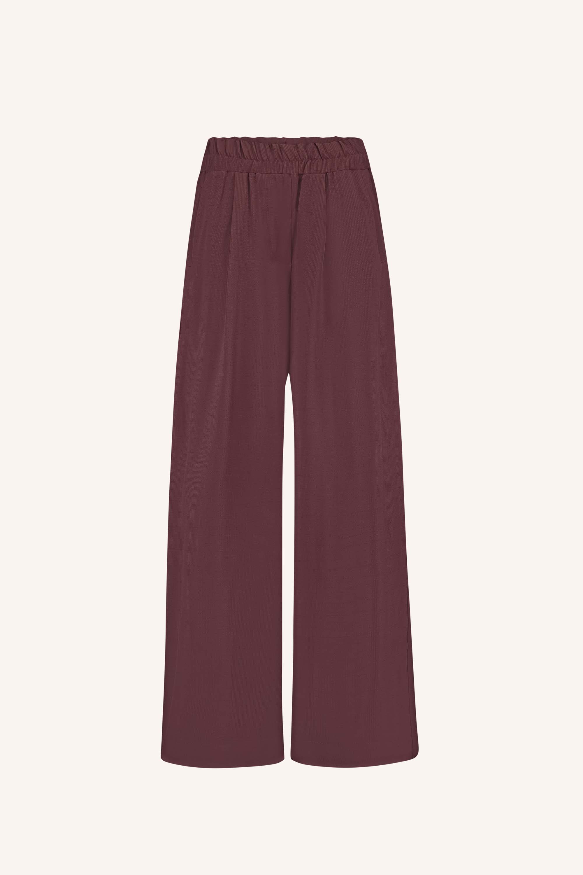 benji satin stripe pants | pecan
