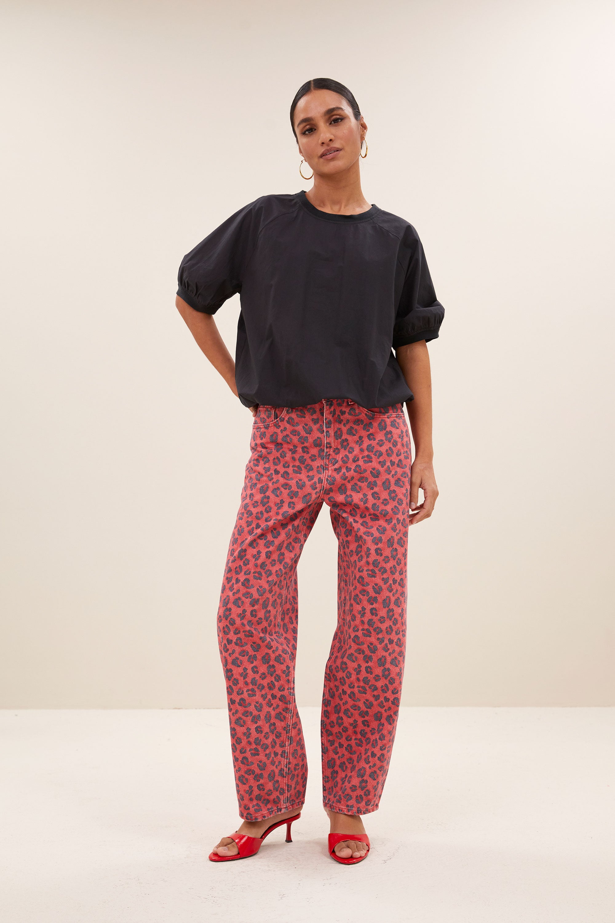 lew red cheetah pants | red cheetah print