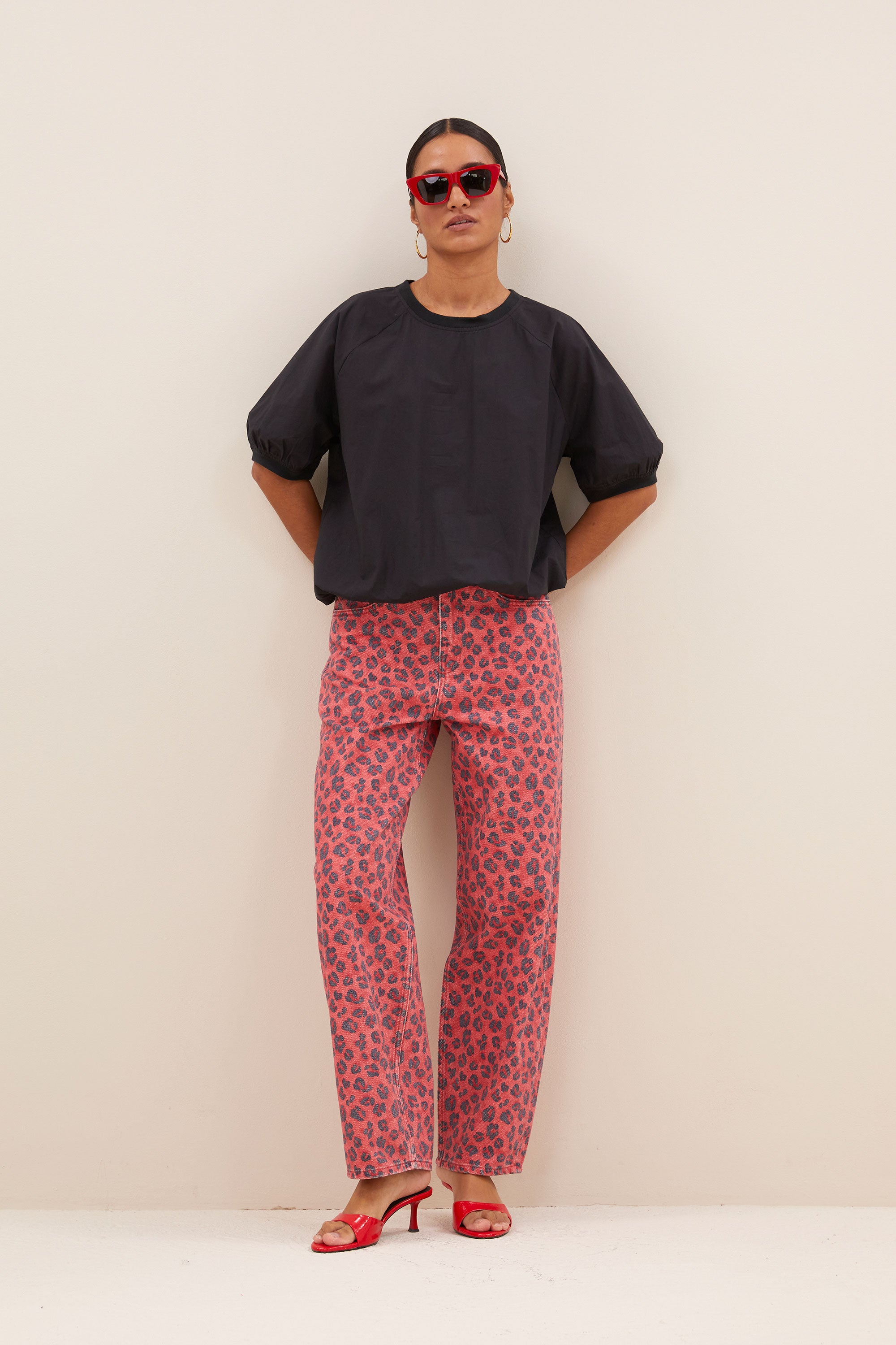 lew red cheetah pants | red cheetah print