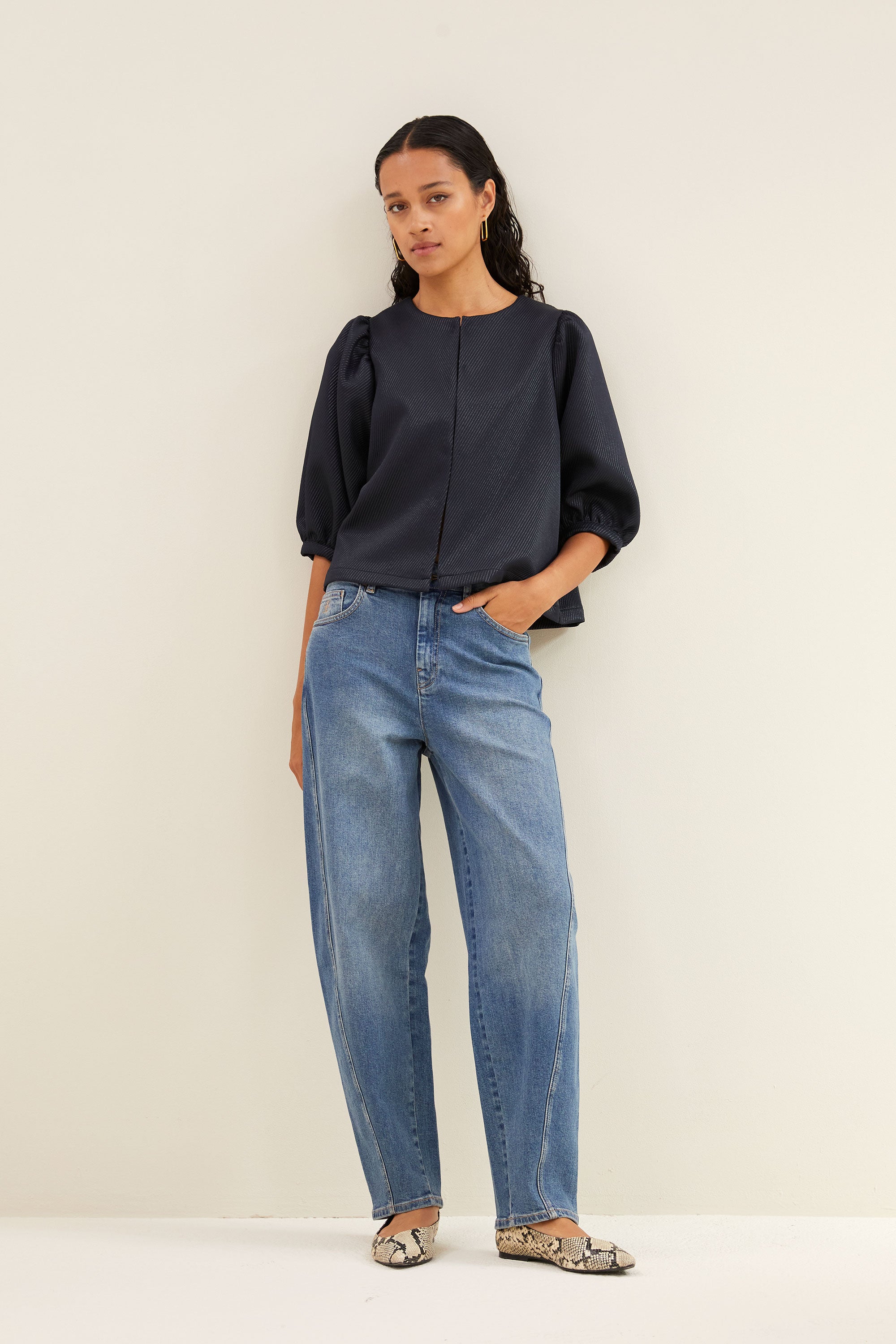 broek - begum mid denim pants denim, normale taille, casual fit, biologisch katoen - by-bar - extra