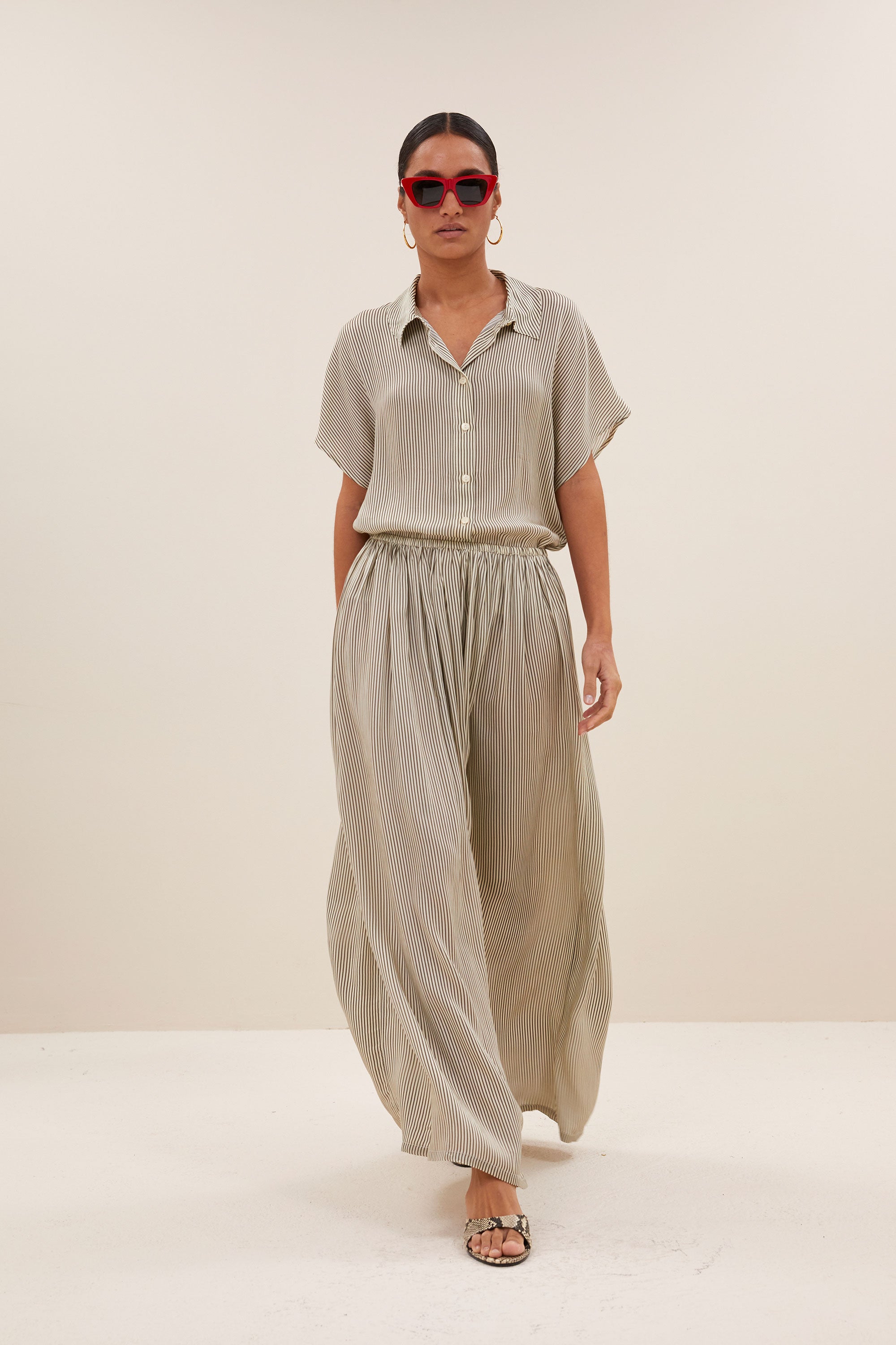 reva viscose stripe skirt | graphite stripe print