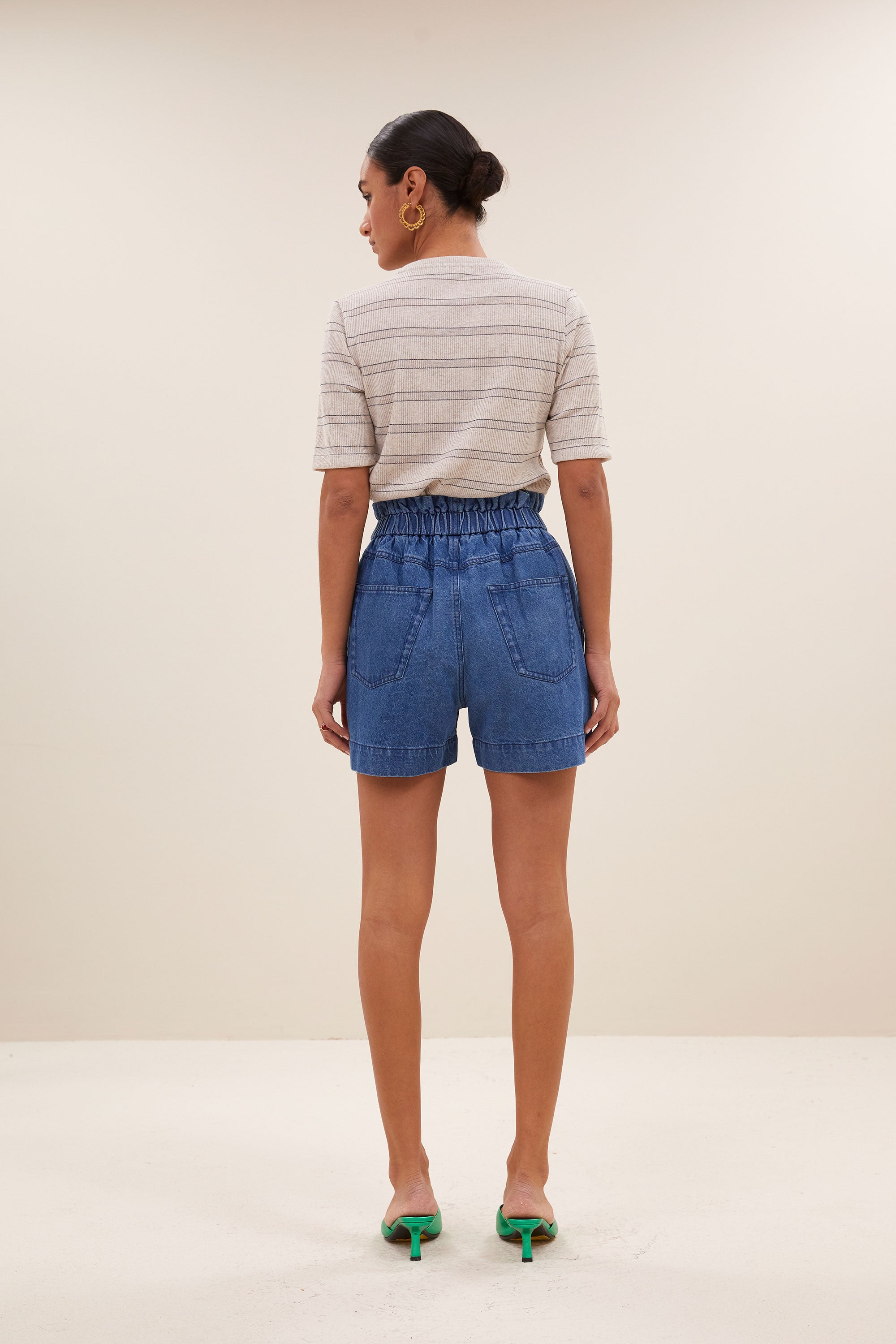 short - leon denim short - medium denim - by-bar