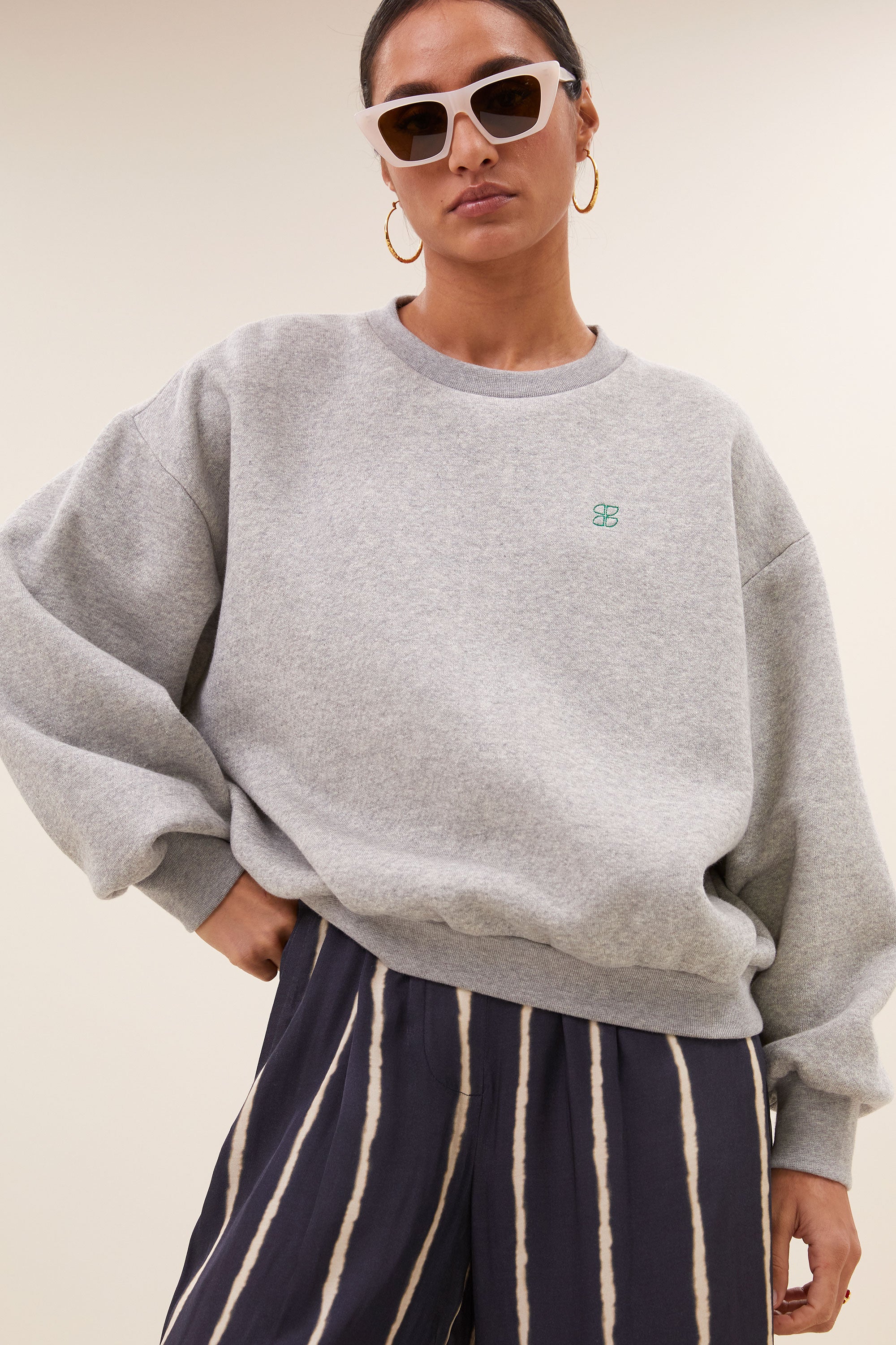 bibi lucky curve sweater | grey melee