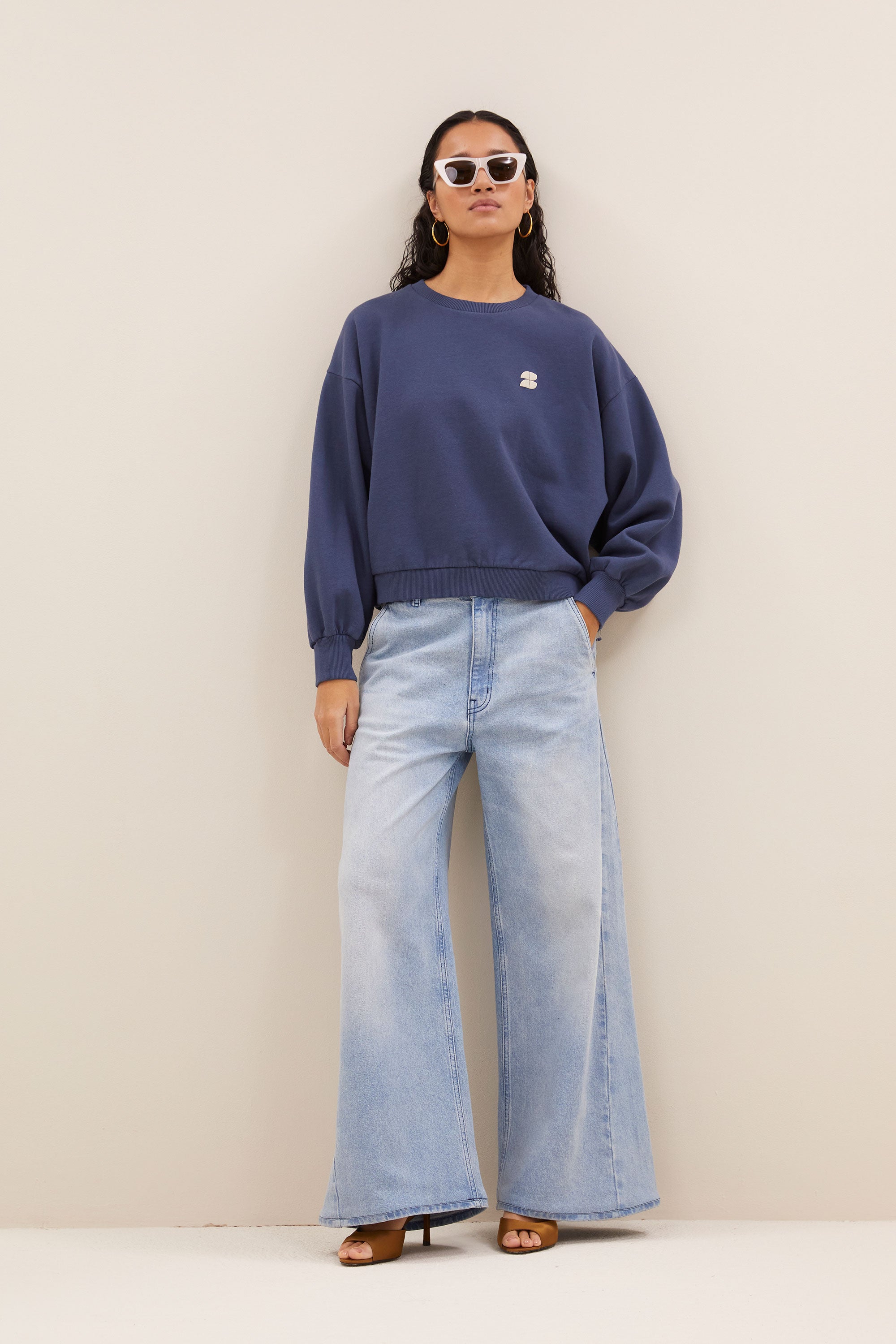 bibi lucky curve sweater | winter blue