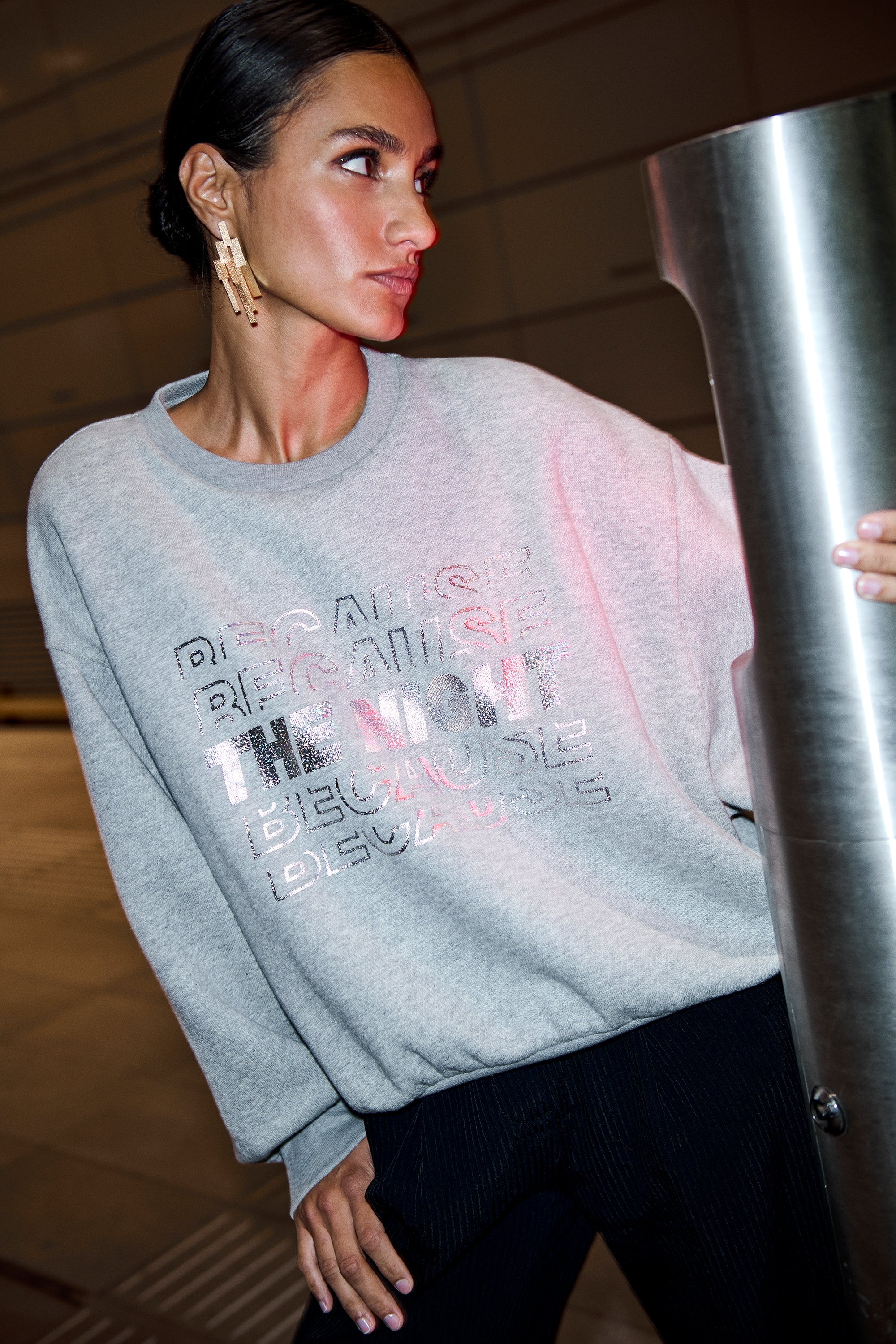 bibi nights melee sweater | grey melee