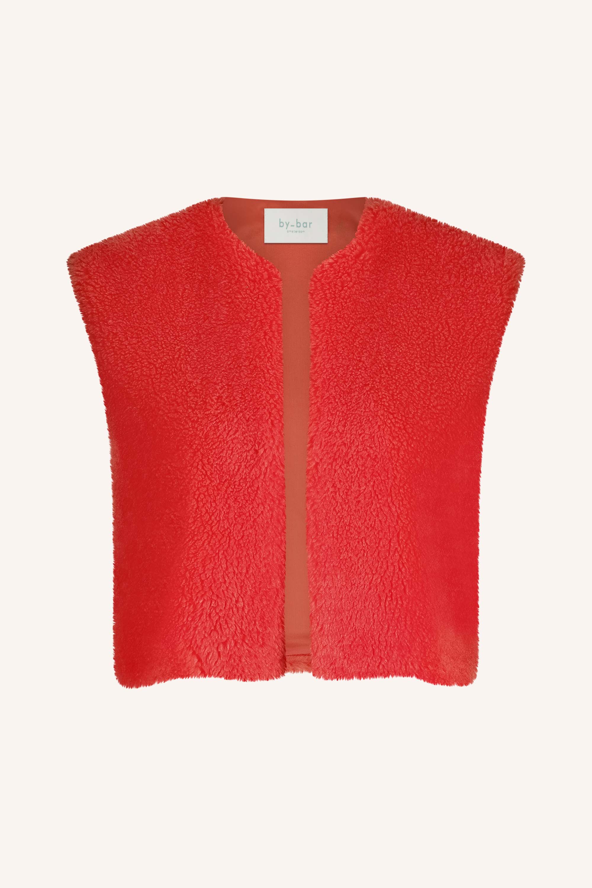 gilet - wolly red gilet - poppy red - by-bar