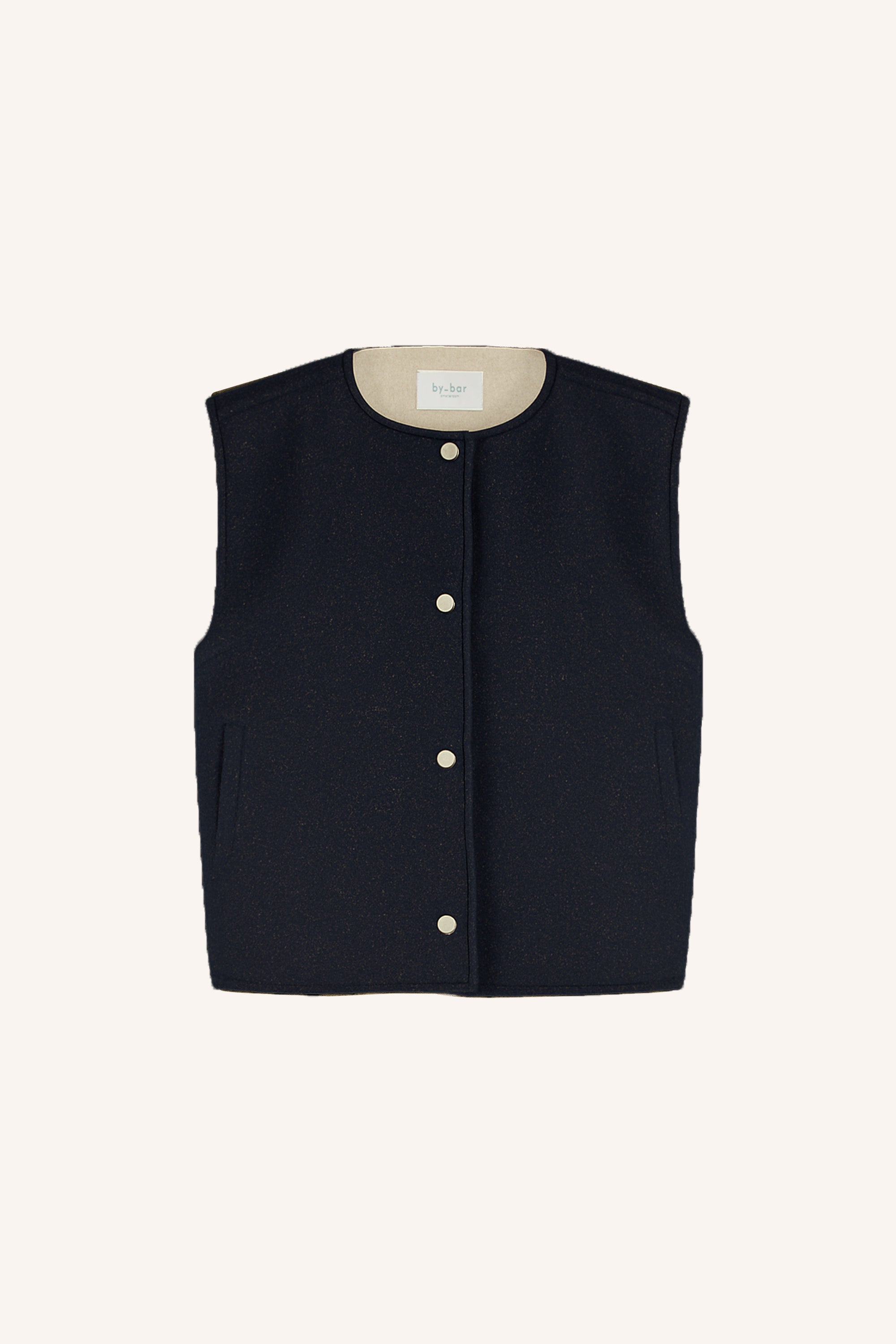 joelle sparkle jacket - midnight, verborgen steekzakken, subtiel geweven lurex draad, draagbaar aan beide zijden - by-bar - productfoto