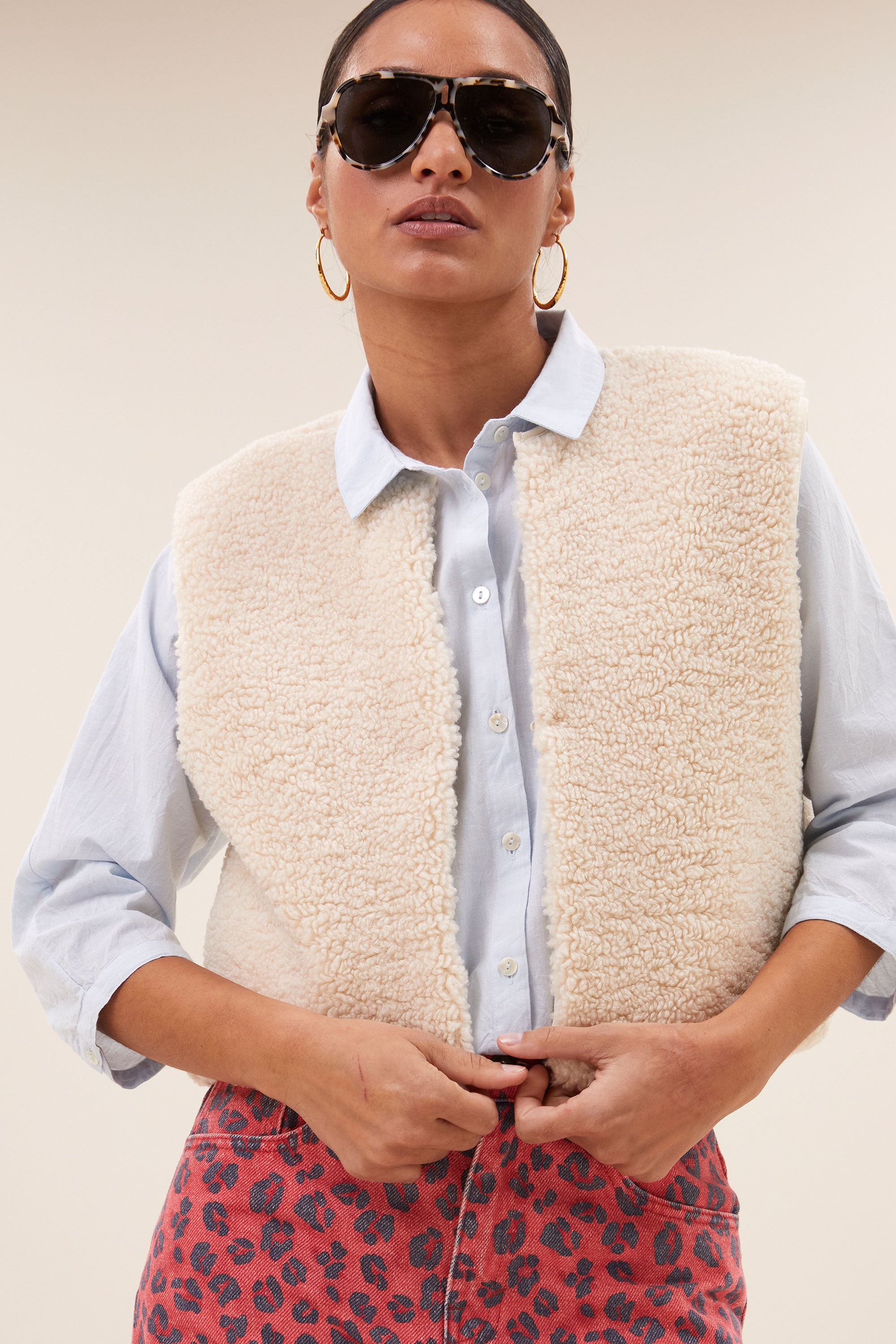 gilet - wolly gilet - off white - by-bar