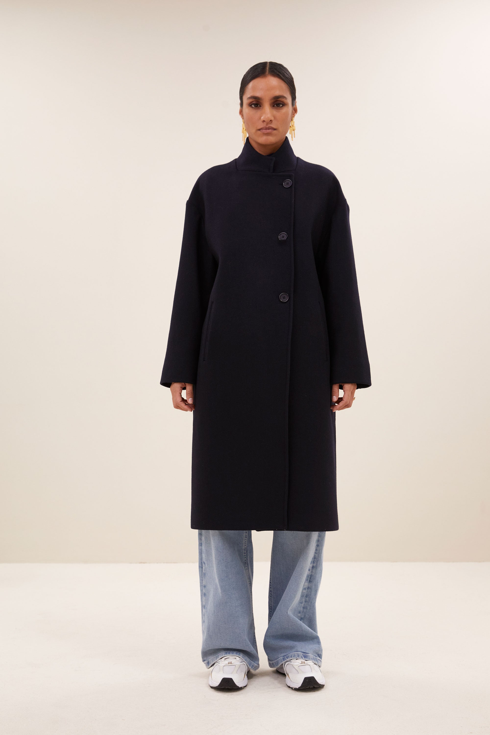 macy coat - midnight, all-time classic, verborgen steekzakken, opstaande kraag - by-bar - aanvullende foto