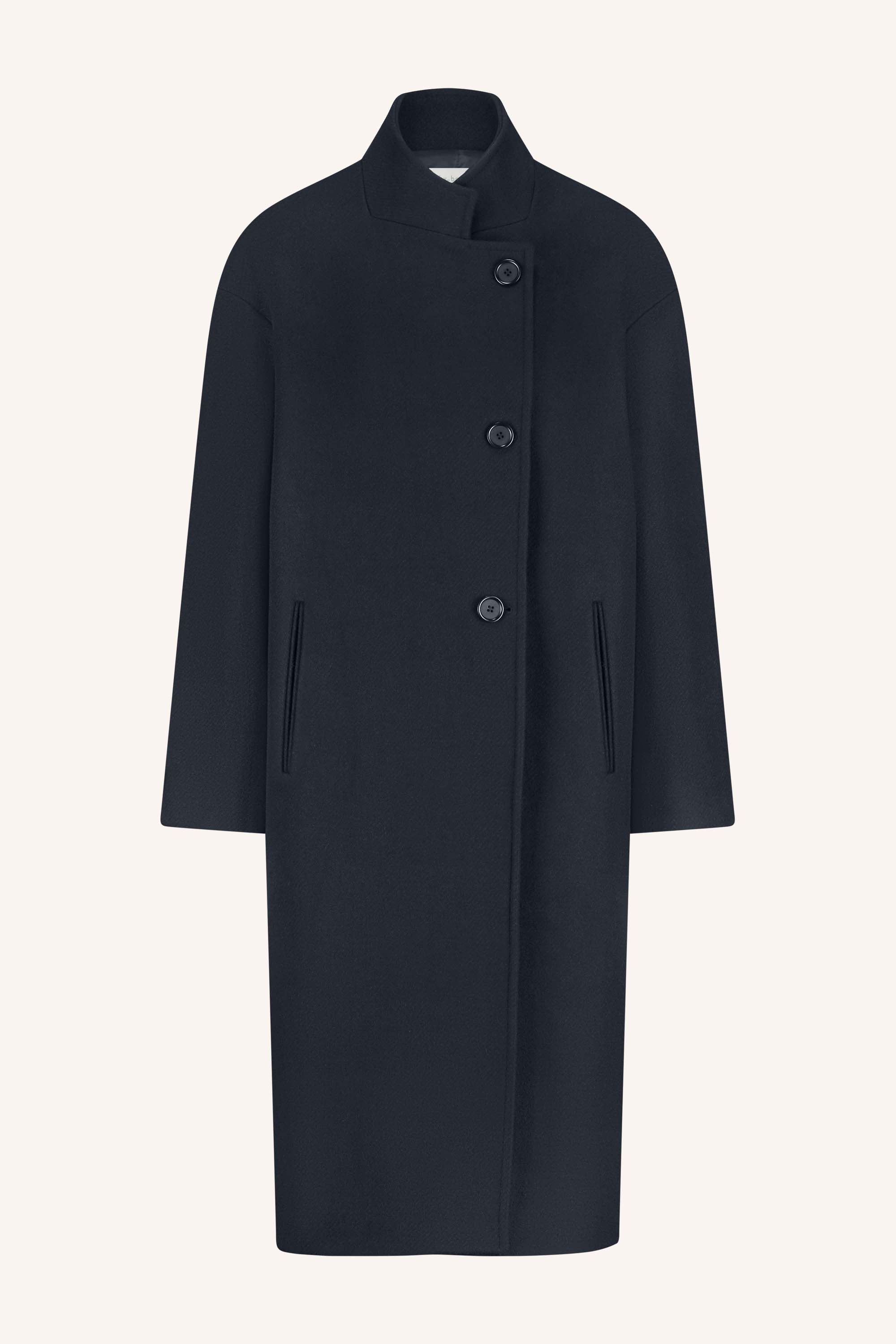 macy coat - midnight, all-time classic, verborgen steekzakken, opstaande kraag - by-bar - productfoto