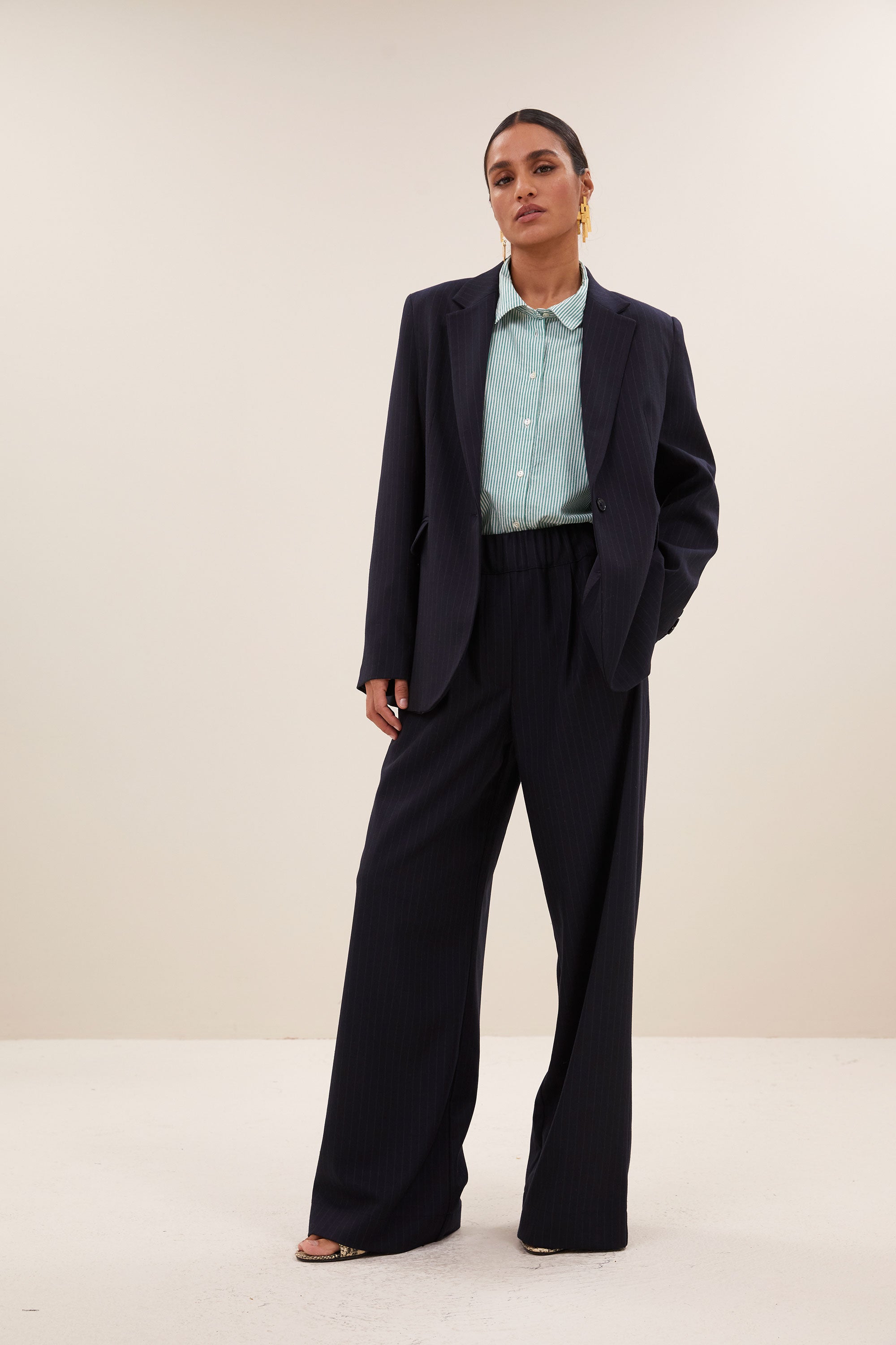 jill pinstripe blazer | midnight