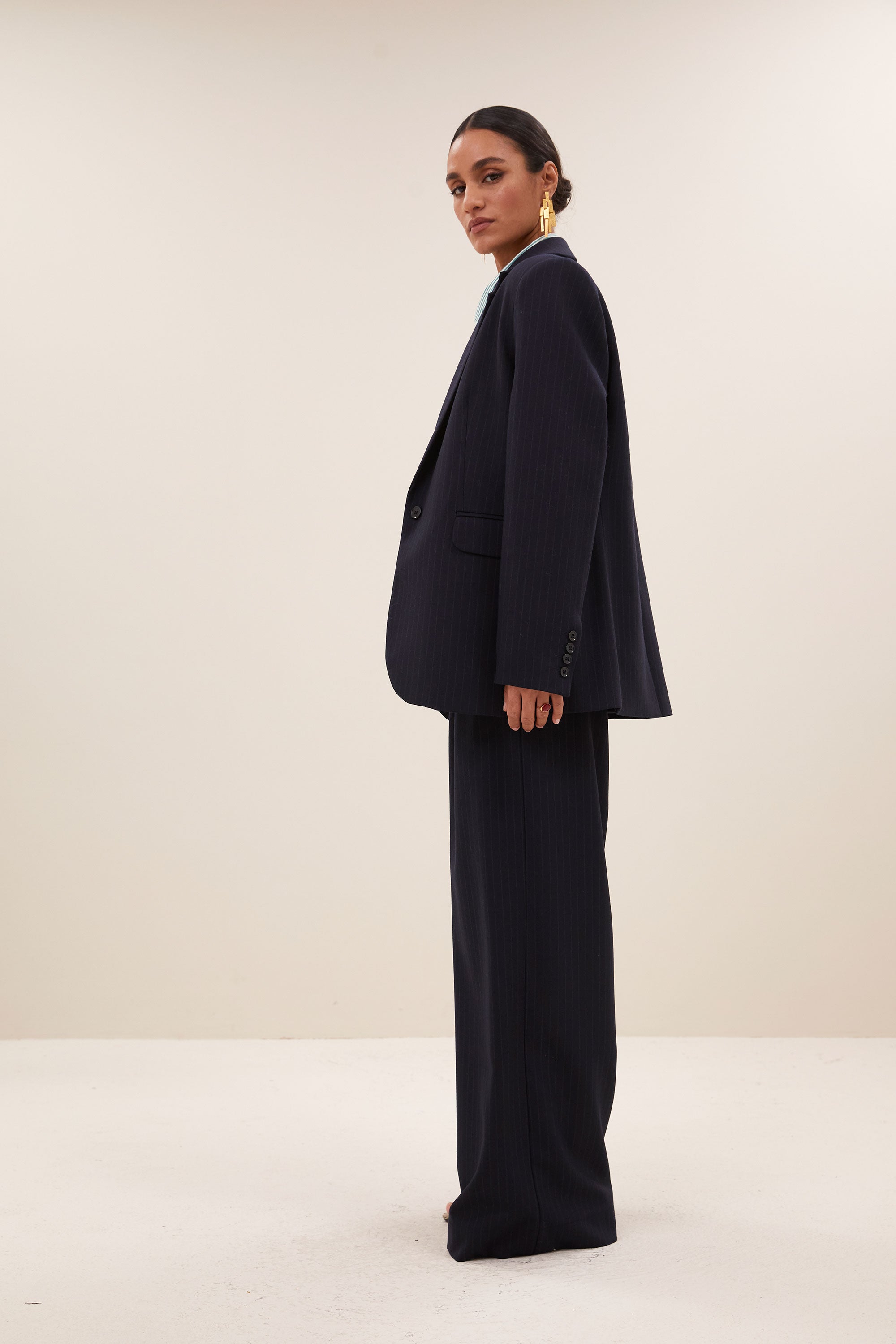 jill pinstripe blazer | midnight